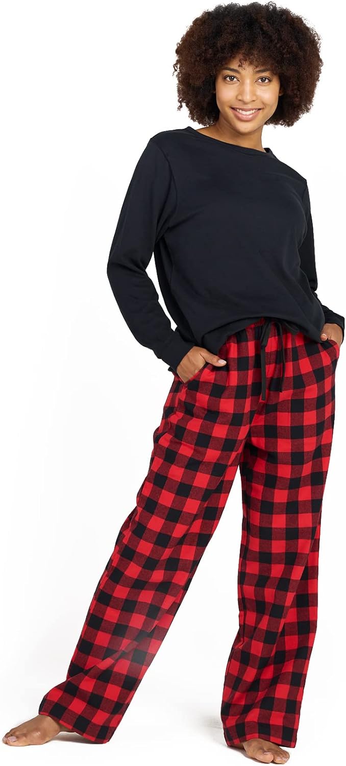 LAPASA Women's Pajama Set Cotton Flannel Sleepwear Loungewear Fleece Long Sleeve...