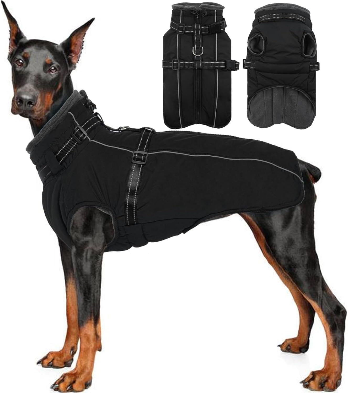 Lelepet Dog Coat Winter Warm Dog Jacket with Harness Built in, Windproof Dog Fle...