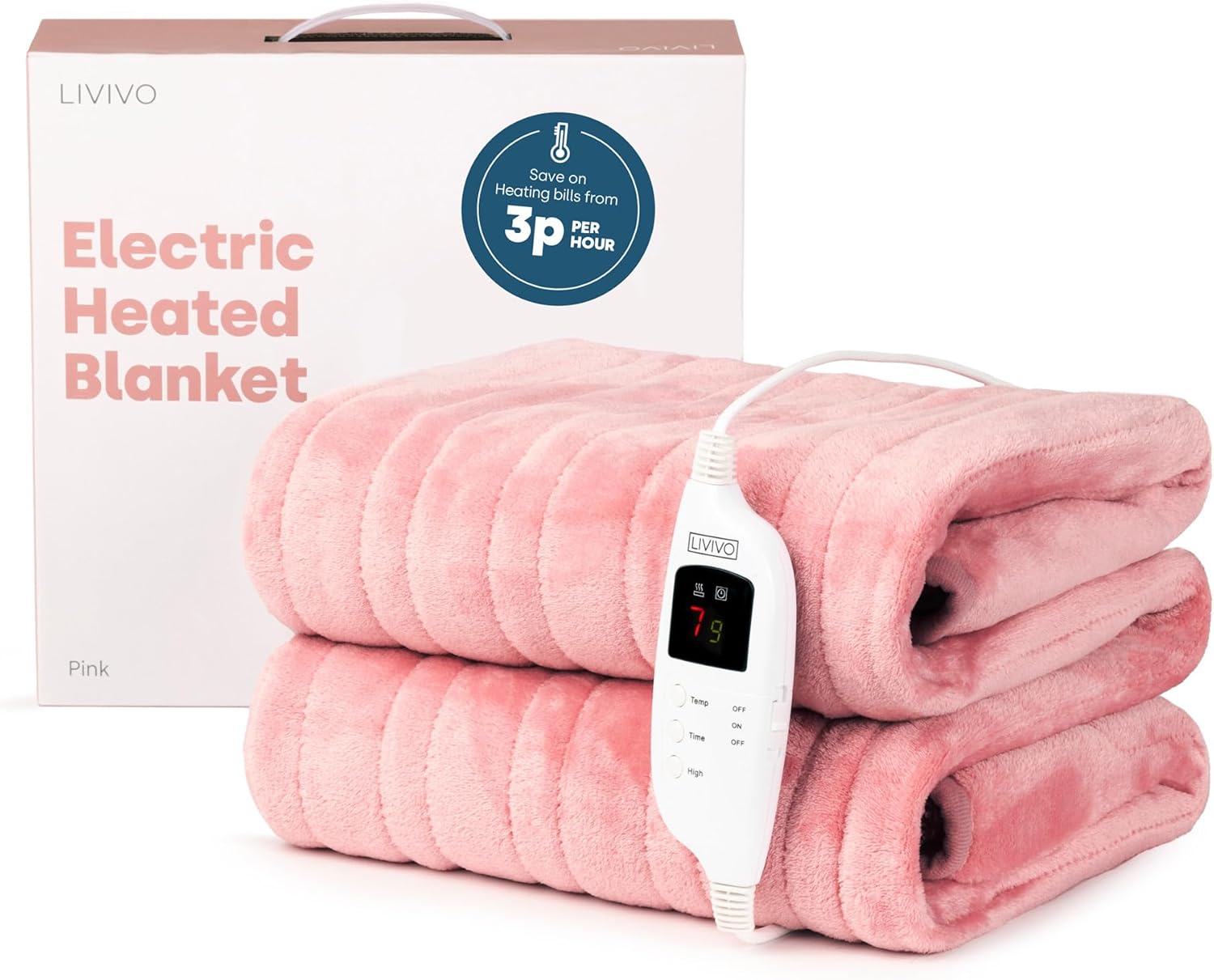 LIVIVO Electric Heated Throw Blanket, Machine Washable Ultra Soft Fleece Overbla...