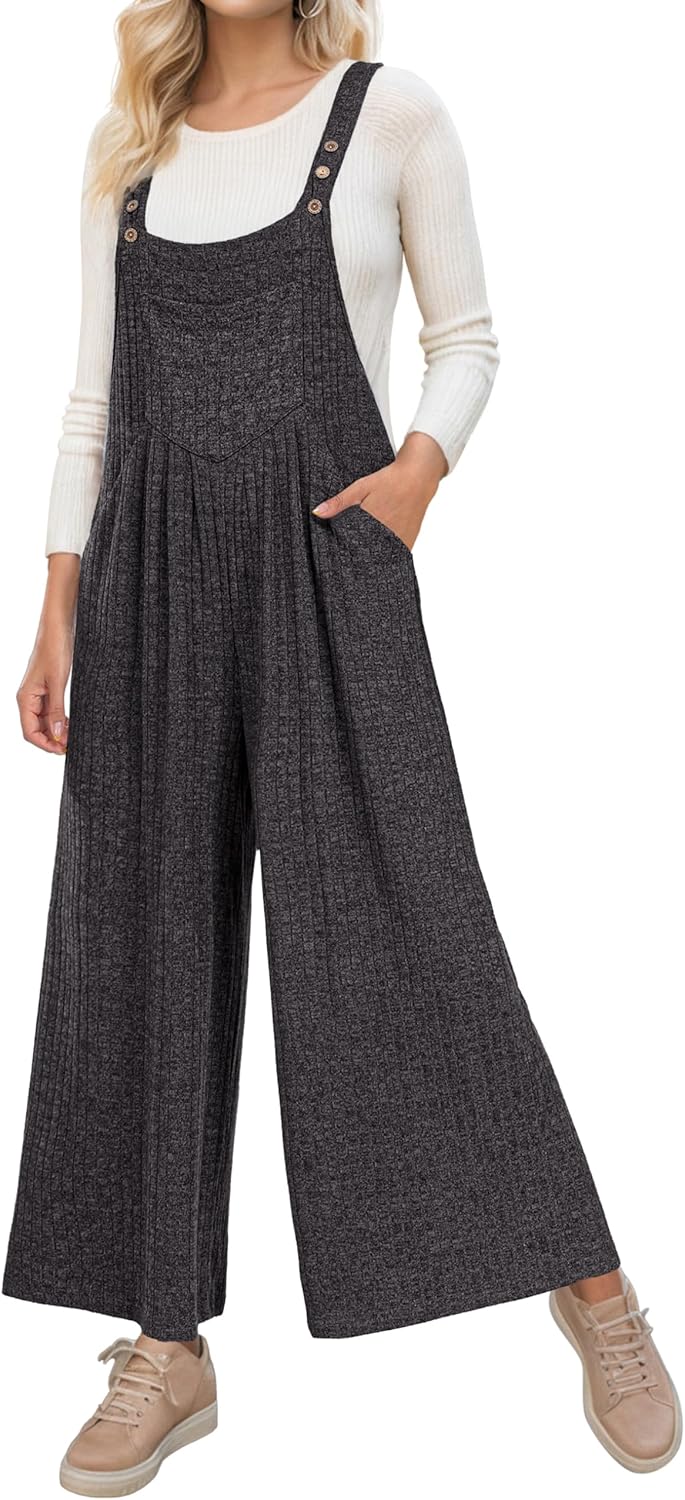 GRECERELLE Jumpsuits For Women Fall Overalls Wide Leg Casual Loose Rompers with...