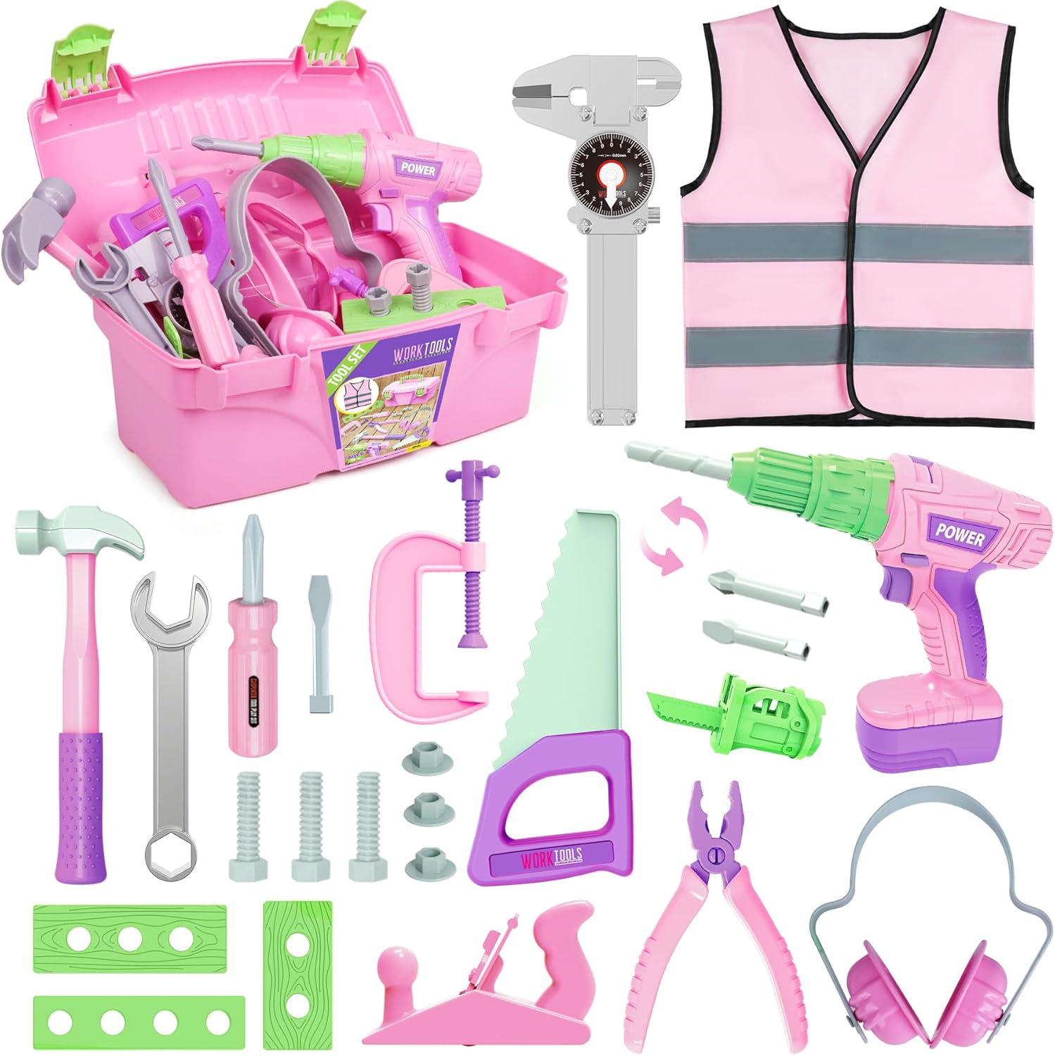 Kids Tool Set, Toy Tool Set with Electric Drill Toy & Toy Tool Box, Toddler Tool...