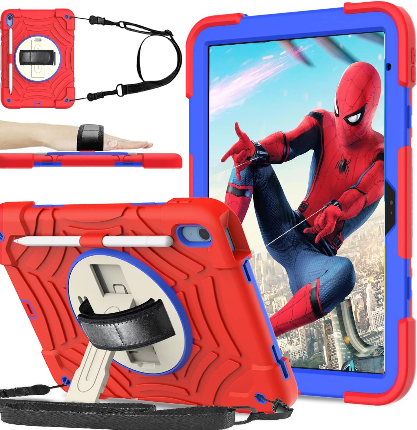 BMOUO Case for iPad 10th Generation - with Screen Protector, 360 Rotating Stand...