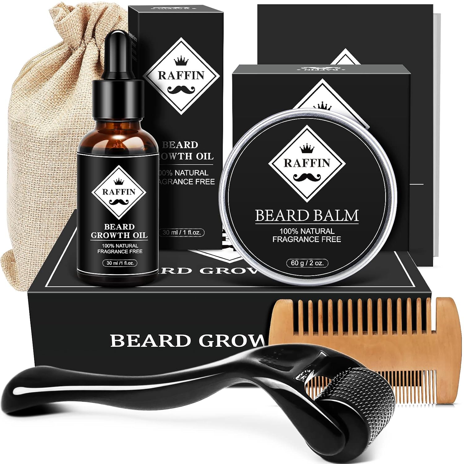 RAFFIN Beard Growth Kit, Beard Kit for Men with Mu...