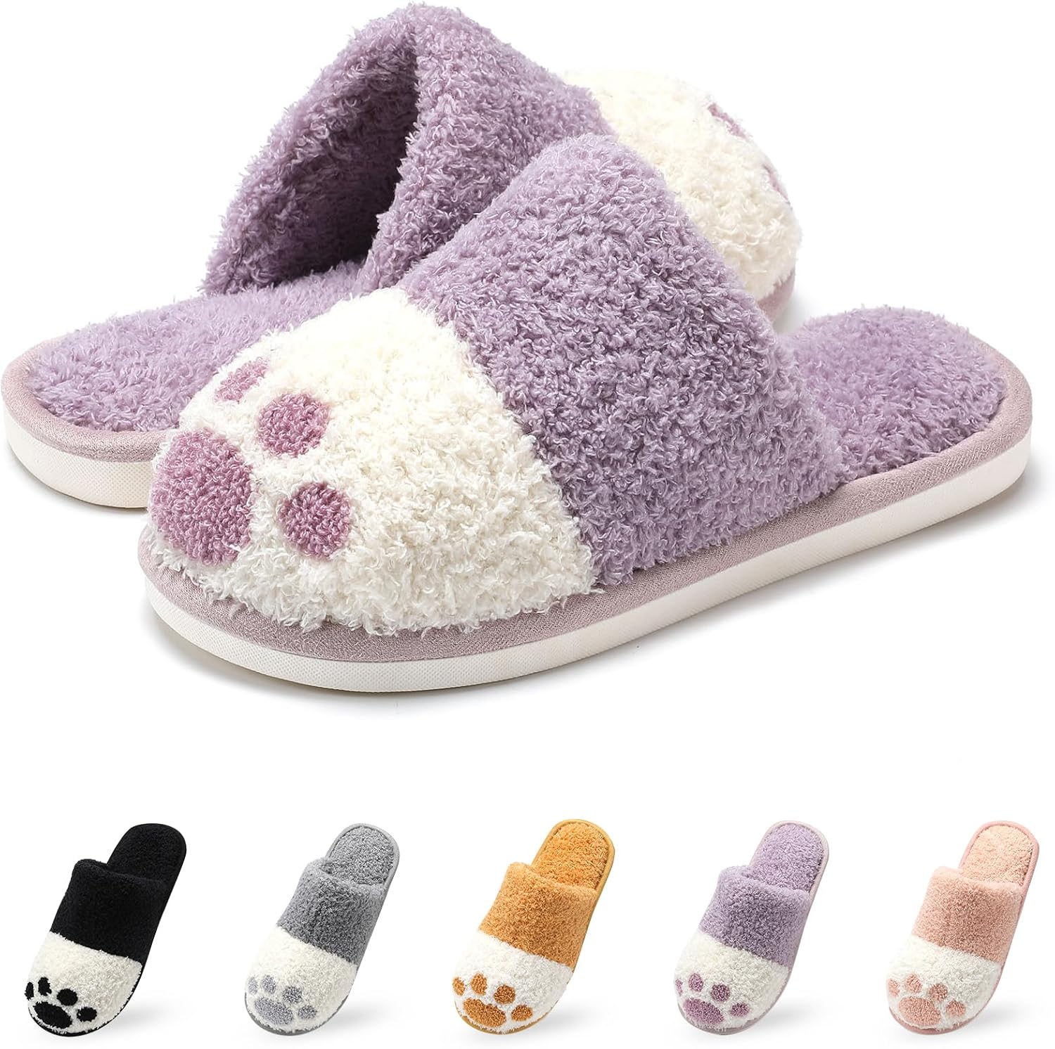 Cute Animal Slippers for Women Men Cozy Dog Paw Memory Foam Non-Slip Women House...