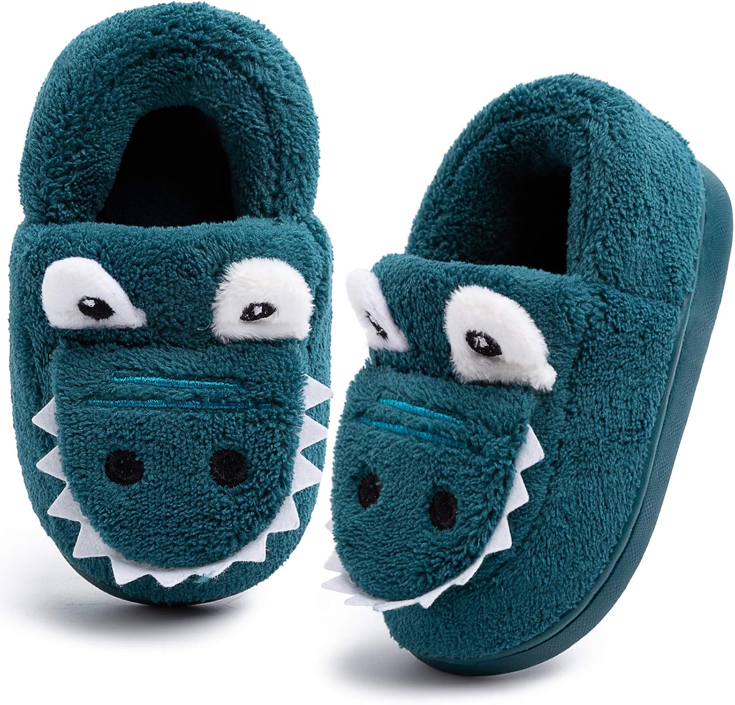 techcity Boys Girls Warm Fleece Slippers Dinosaur House Slippers Cute Animal Flu...