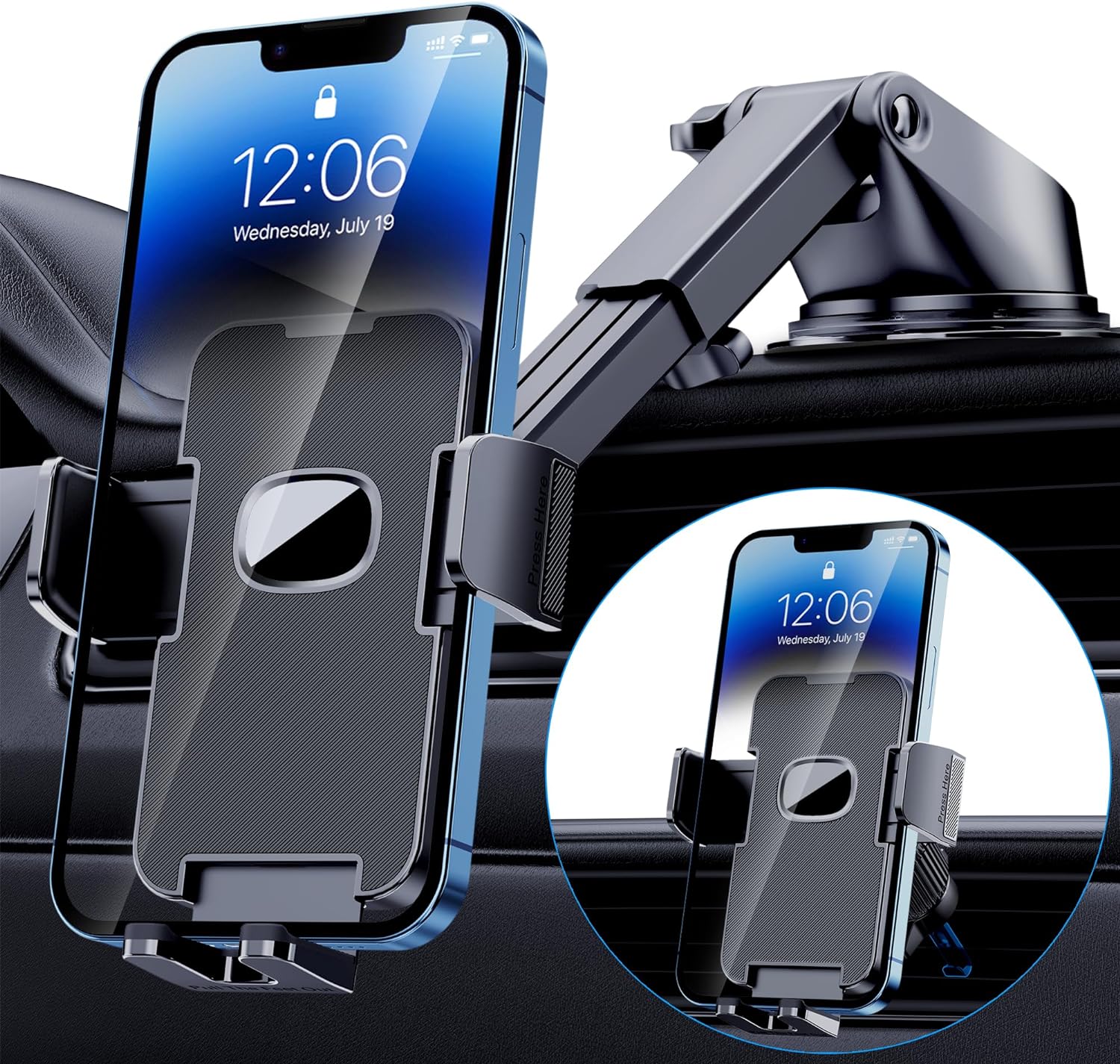 Phone Holder Car Mount for iPhone [Powerful Suction] Phone Mount for Car Dashboa...