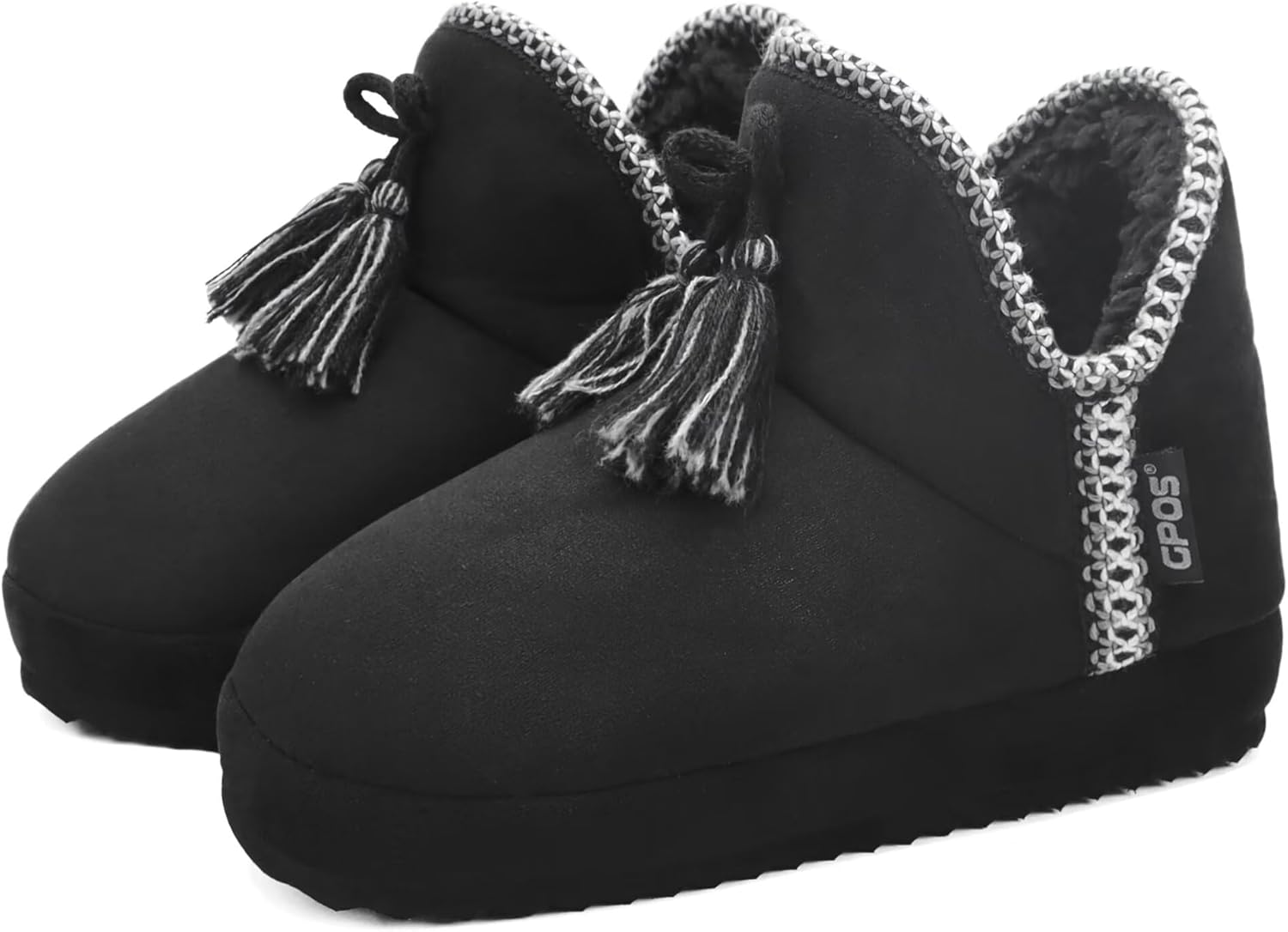 GPOS Womens House Knit Bootie Slippers Fuzzy Plush Lining Winter Ladies Warm Sue...