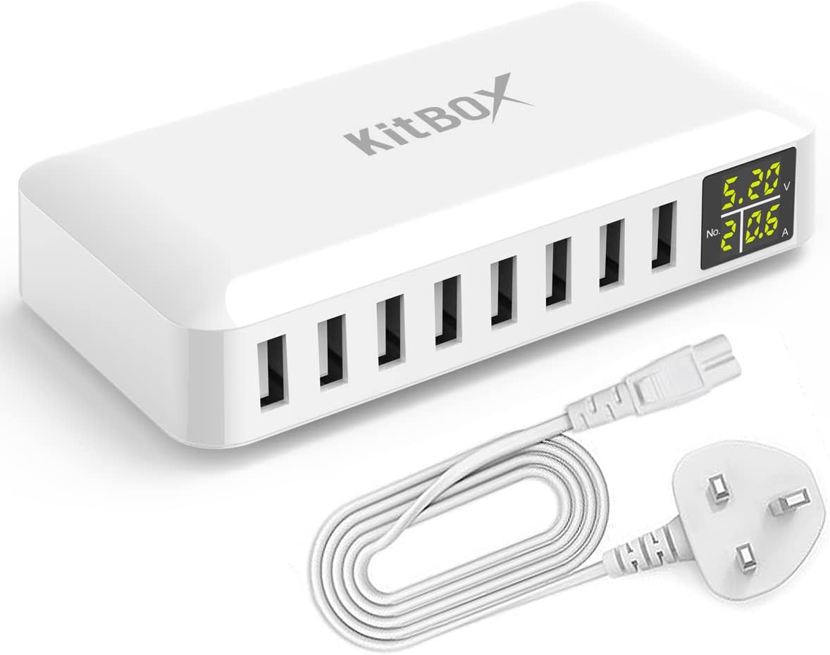 40W USB Multi Charger UK Plug USB Charging Station 5V 8A Multi Port USB Charger...
