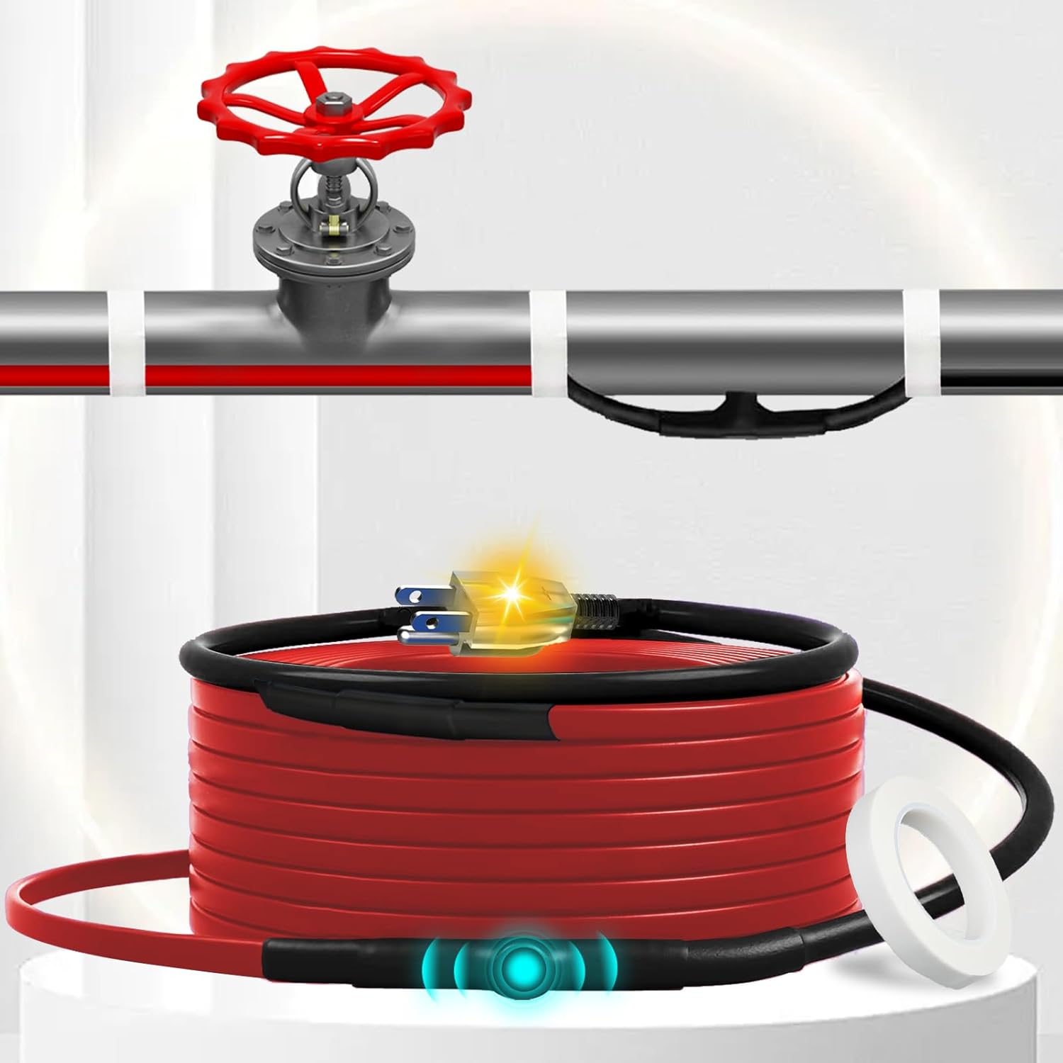 MAXKOSKO 14 Feet Pipe Heat Cable for Water Pipe Freeze Protection, Heat Tape wit...