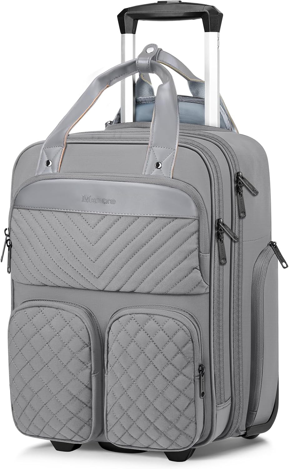 Mancro Underseat Carry-On Luggage with Wheels, Lightweight Multi-Functional Roll...