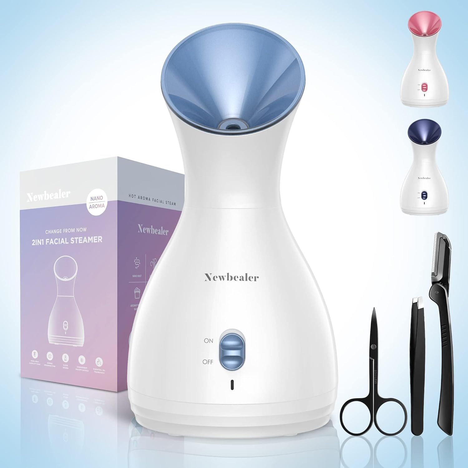 Newbealer 2in1 Facial Steamer, Hot Mist Facial Aromatherapy Humidifier Atomizer,...