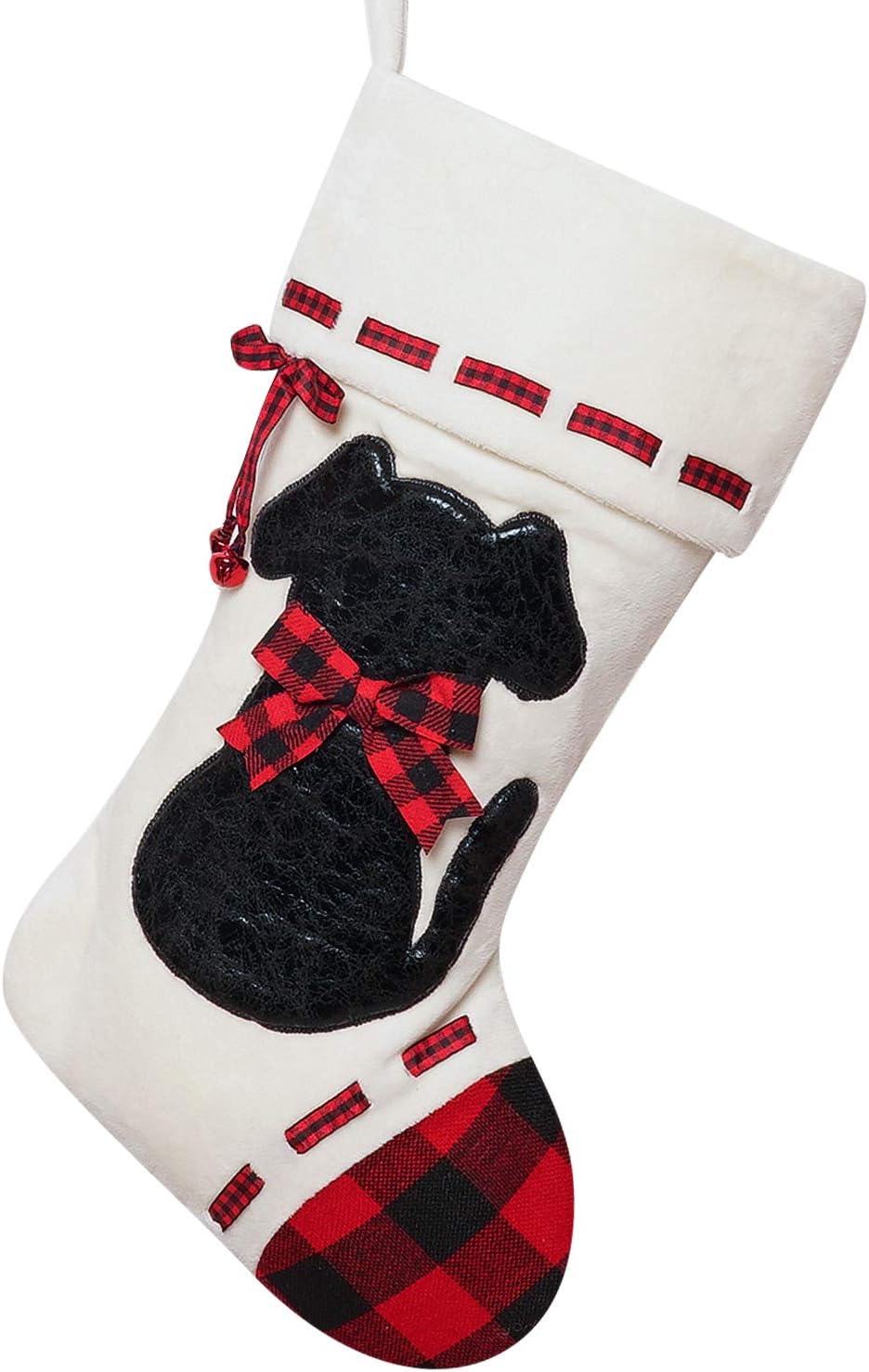 Dog Christmas Stocking 19’’ Xmas Pet Hanging Stockings with 3D Leather Dog Patte...