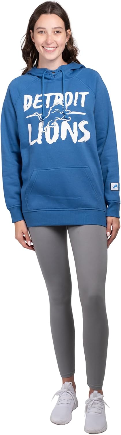 Ultra Game Women's NFL Official Super Soft Tie Neck Hoodie Sweatshirt Detroit Li...