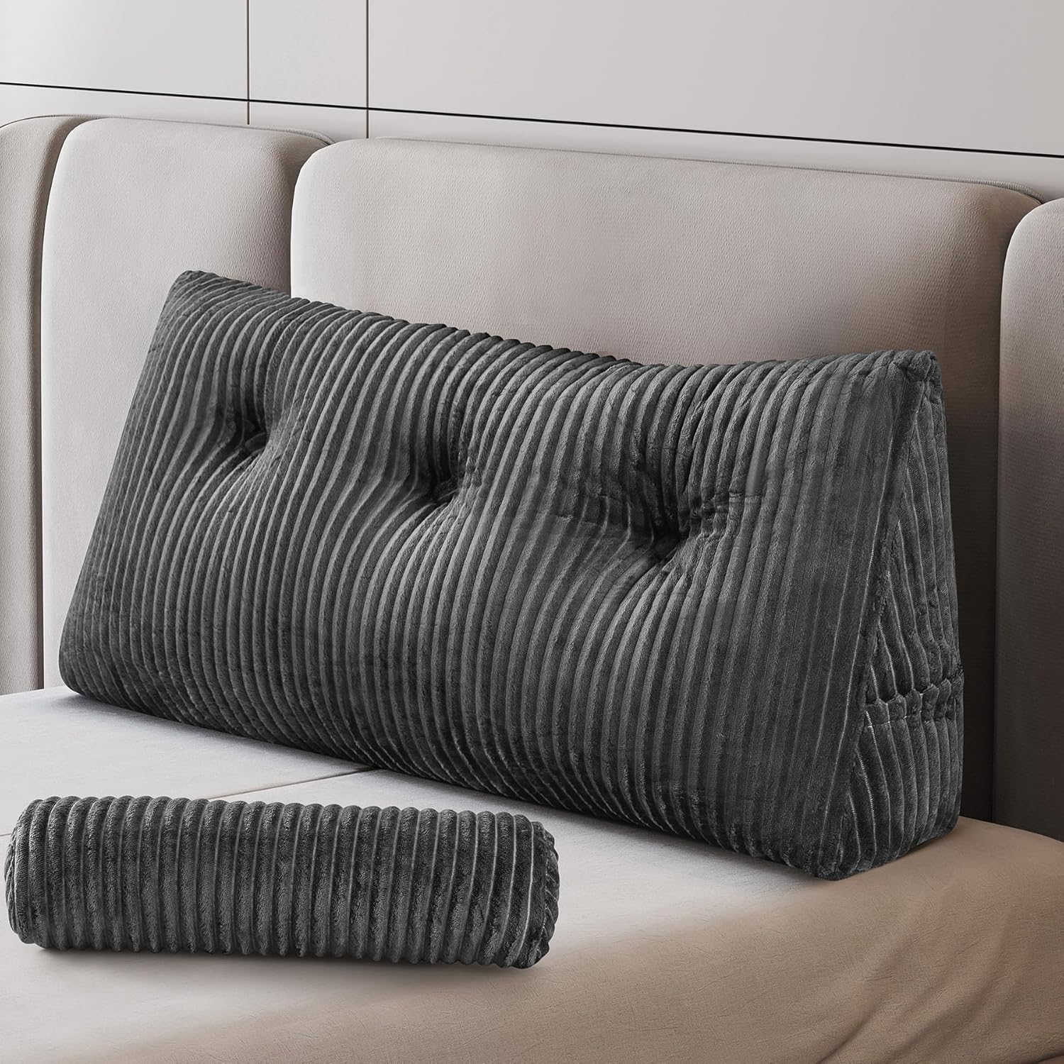 Z-hom Large Wedge Pillow Headboard, Twin Triangular Headboard Pillow, Reading Pi...