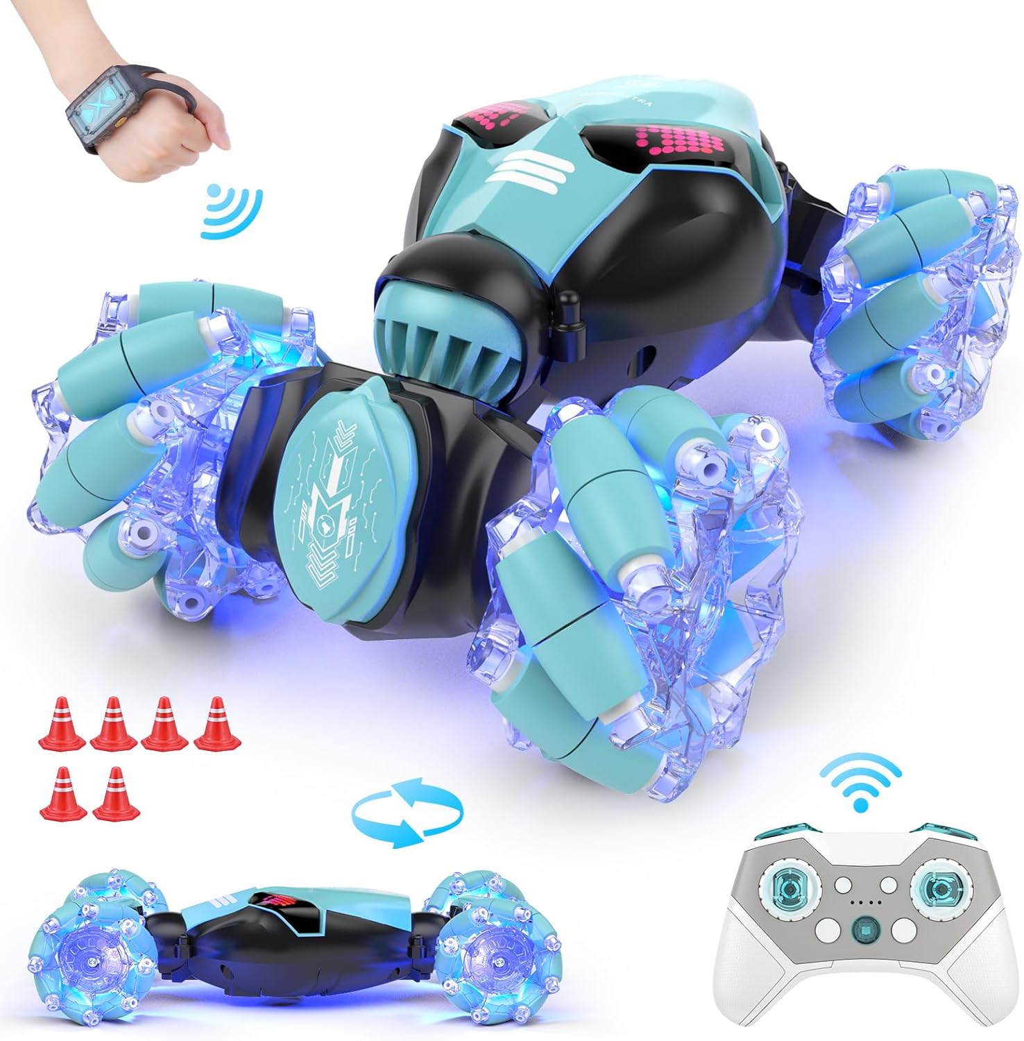 Powerextra Remote Control Car, 4WD 2.4GHz RC Stunt Car, Watch Gesture Sensor Car...