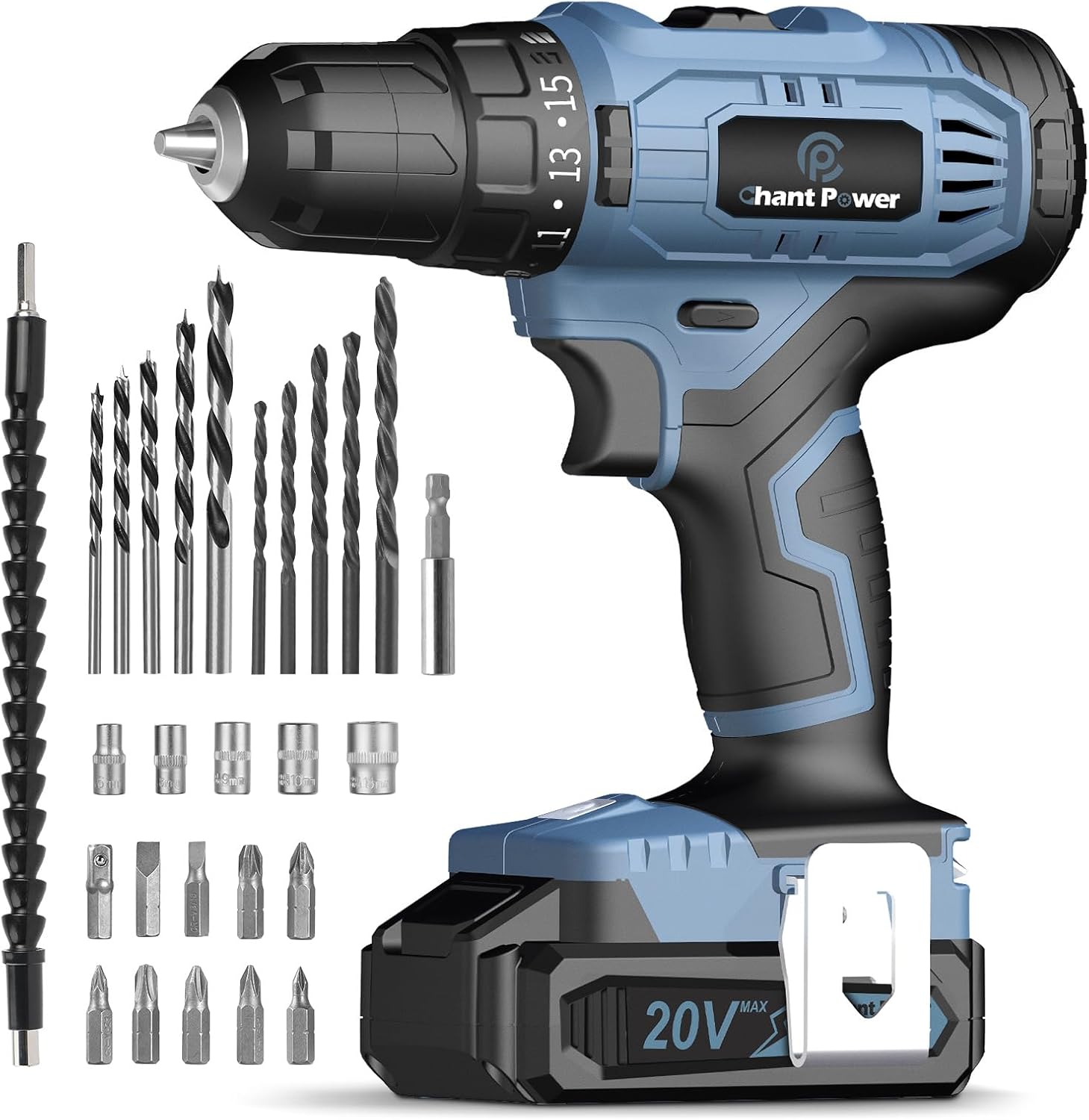 C P CHANTPOWER Cordless Drill Set, 20V Power Electric Drill/Driver with Lithium-...