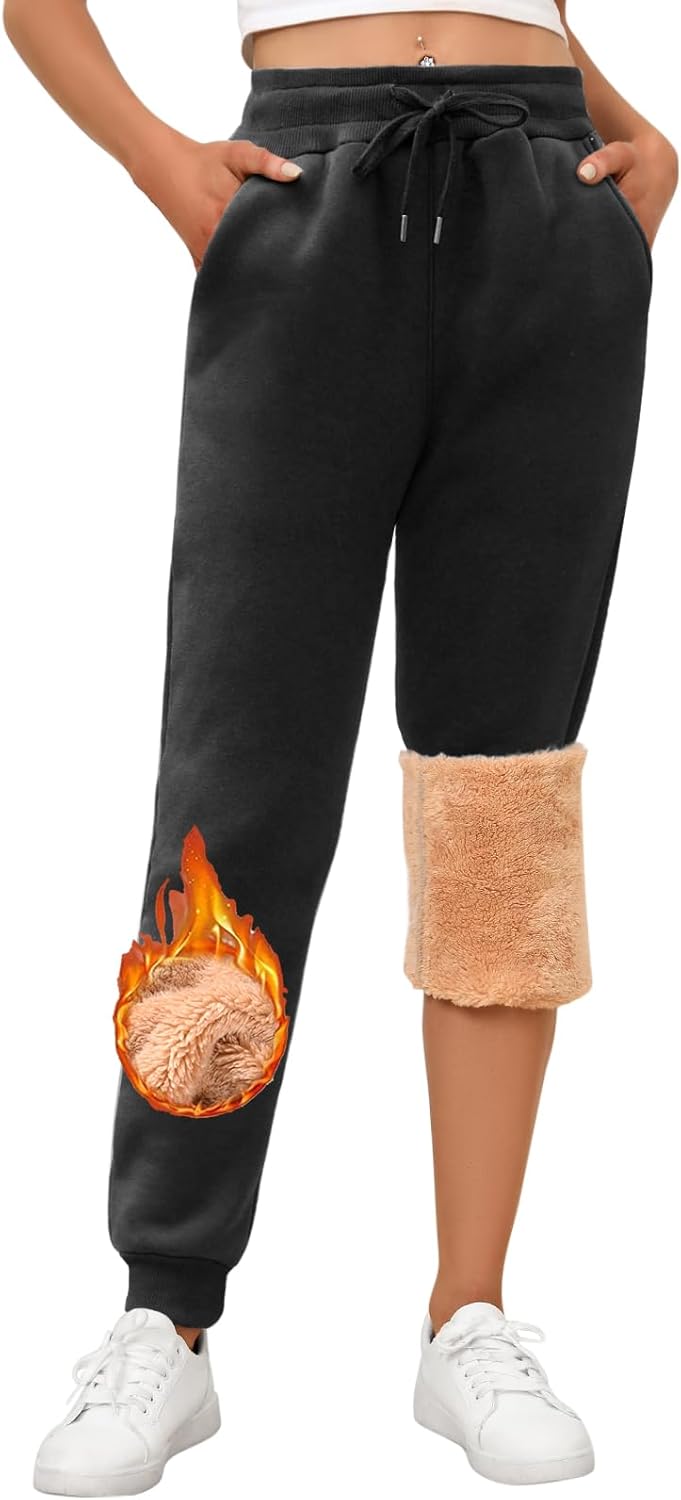 Yuson Girl Joggers for Women Fleece Lined Jogger Pants Sherpa Fleece Lined Warm...
