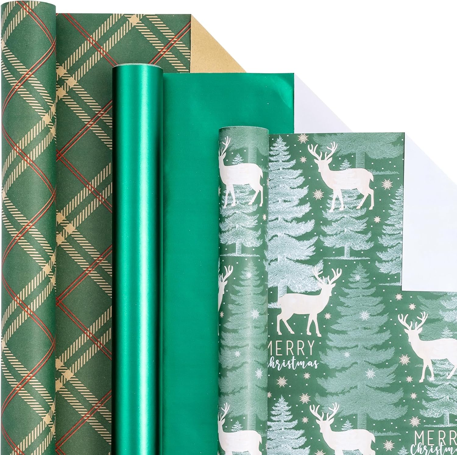 LeZakaa Christmas Wrapping Paper Roll- Mini Roll- Brown Kraft Paper with Green B...