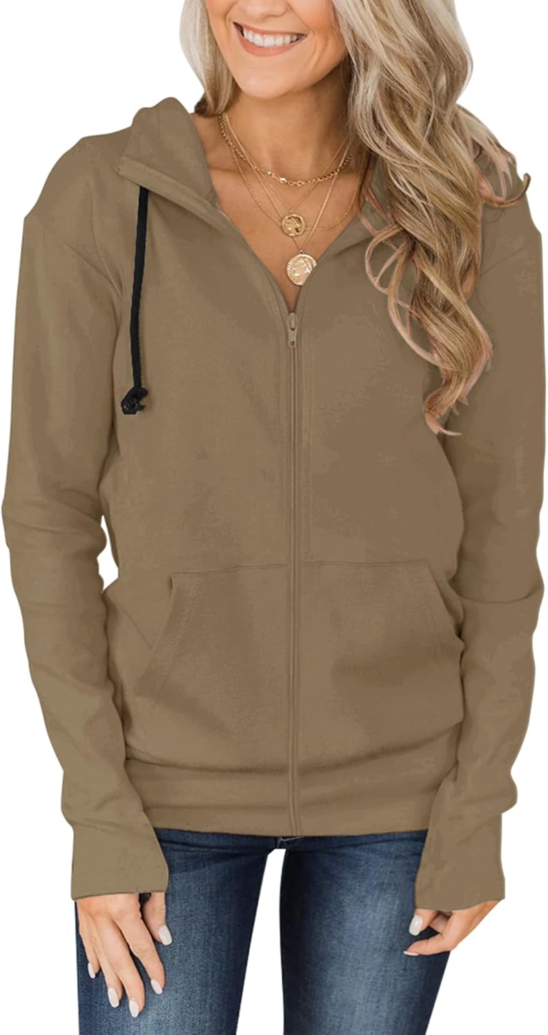 Fallorchid Womens Full-Zip Hoodies Casual Long Sleeve Sweatshirt with Pockets Me...