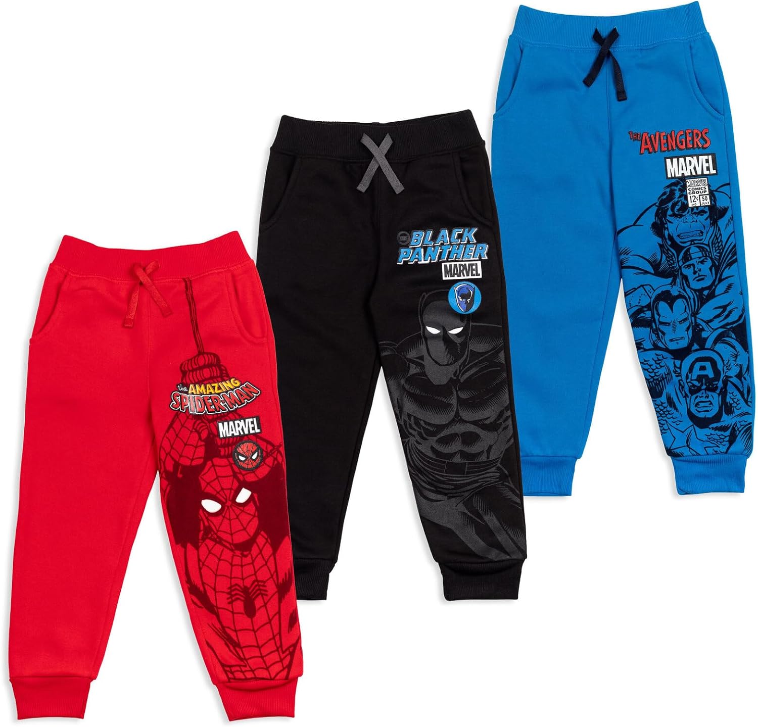 Marvel Avengers Fleece 3 Pack Jogger Pants Toddler to Big Kid Spider-Man Venom I...