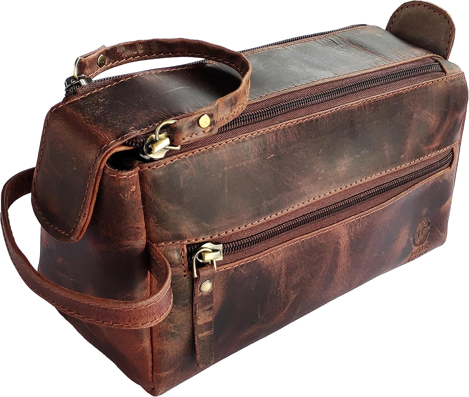 Leather Wash Bag for Men - Travel Toiletry Bag - Shaving Dopp Kit Toiletries Org...