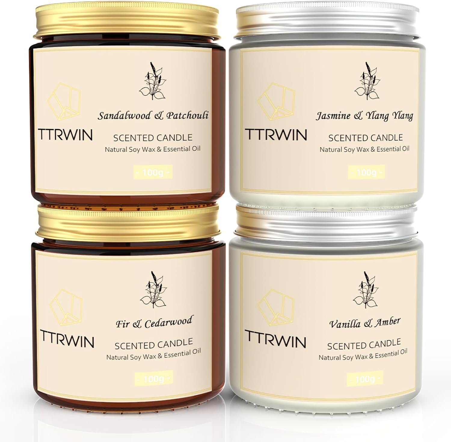 TTRWIN Scented Candles Gift Set, 4 Pack Natural So...