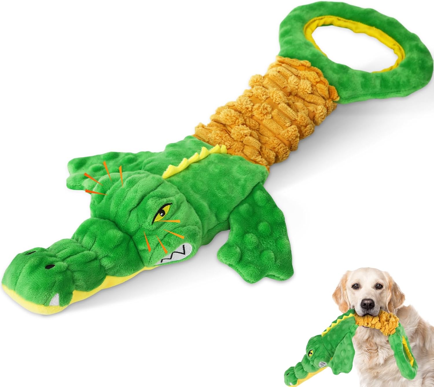 Large Dog Toys, Plush Squeaky Dog Toy with Crinkle Paper and Tug of War Handle,...