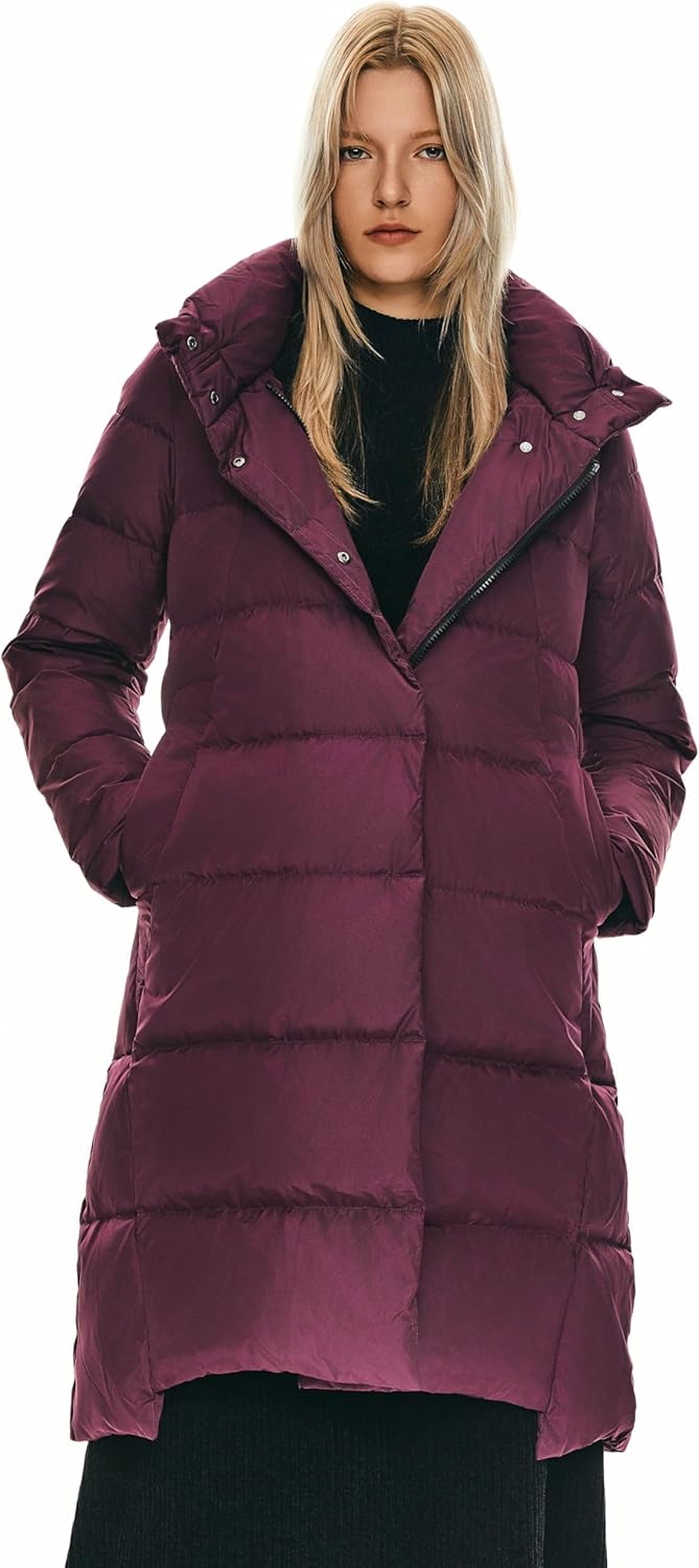Orolay Women's Hooded Down Jacket Long Winter Coat X-Large Amaranth