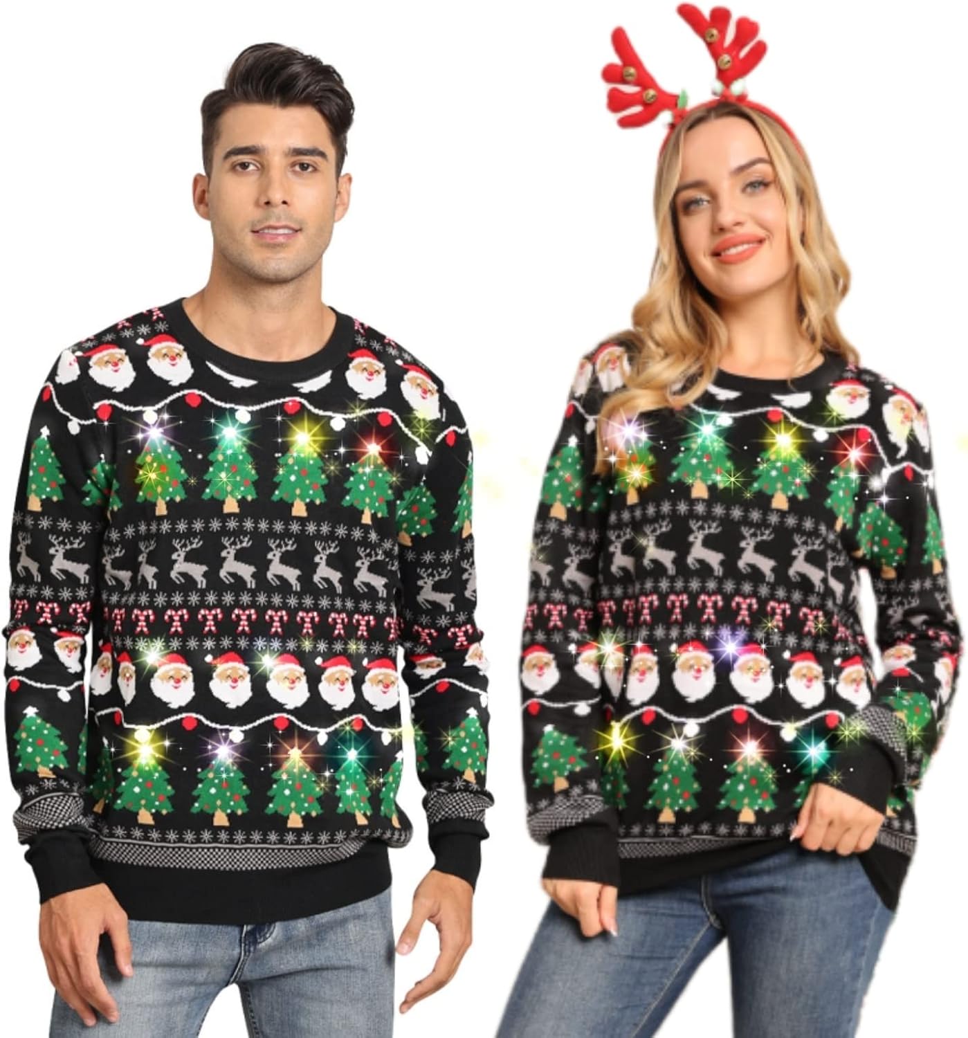 Belovecol Unisex LED Light Up Christmas Jumper Ugly Xmas Sweater Funny Printed K...