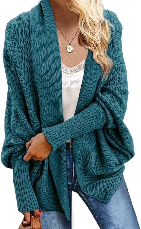 Imily Bela Women's Kimono Batwing Cable Knitted Slouchy Oversized Wrap Cardigan...