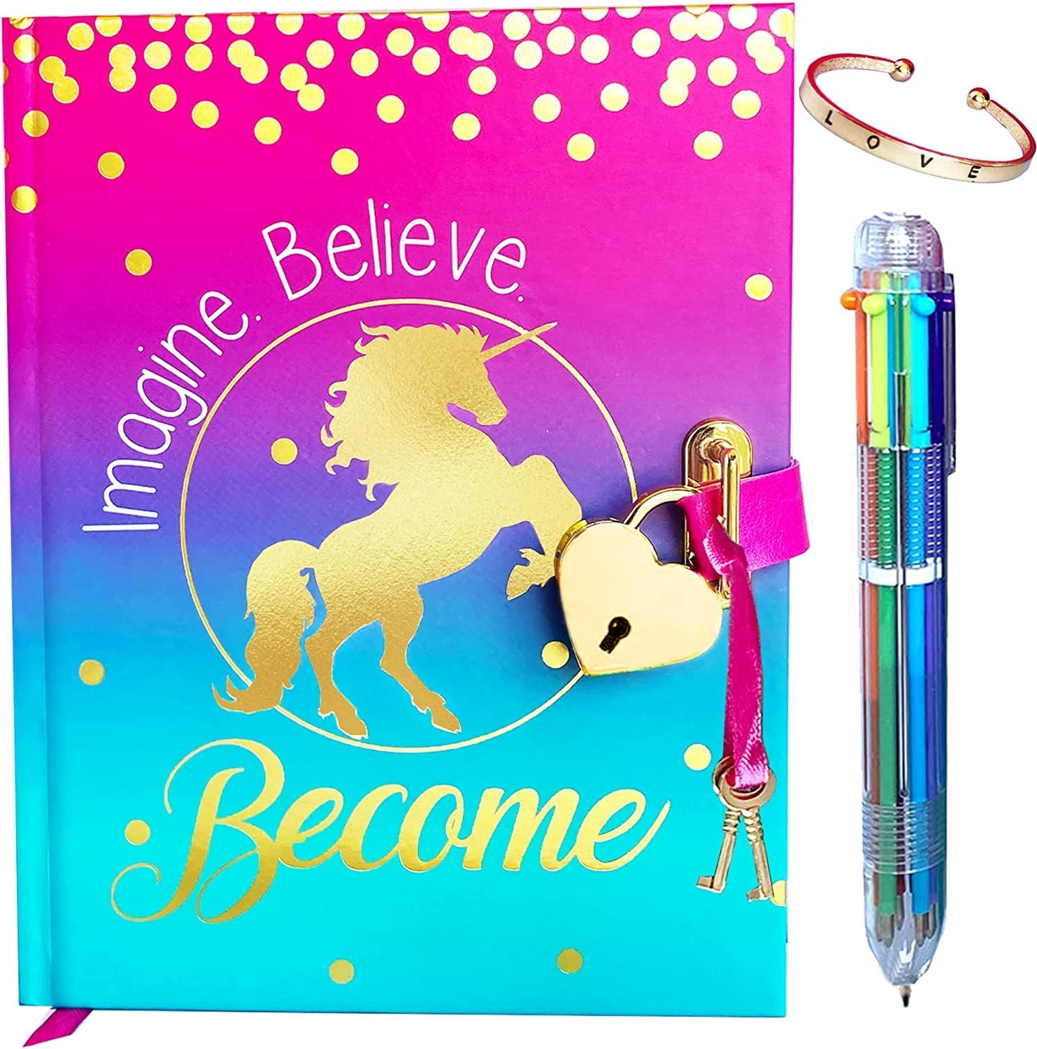 Diary for Girls with Upgraded Lock and Keys - Unicorn Journal Includes Adjustabl...