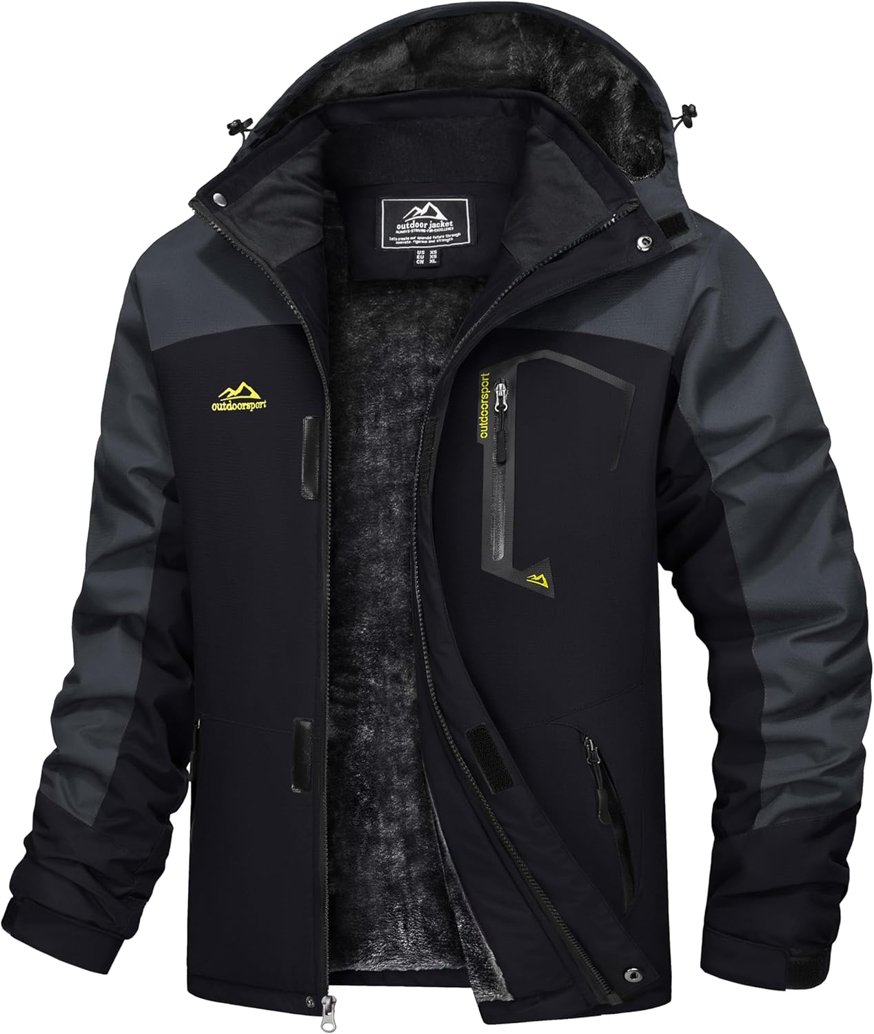 TACVASEN Men's Waterproof Fleece Mountain Jacket Windproof Warm Ski Jacket Multi...