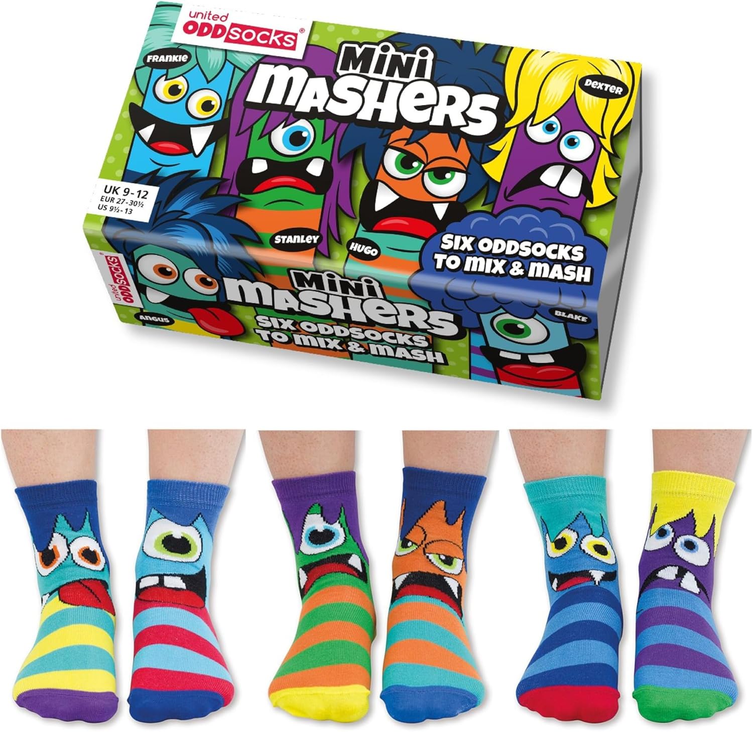 United Oddsocks - Pack of 6 Mix & Match Kids Socks, Novelty Socks for Kids 4-6 y...