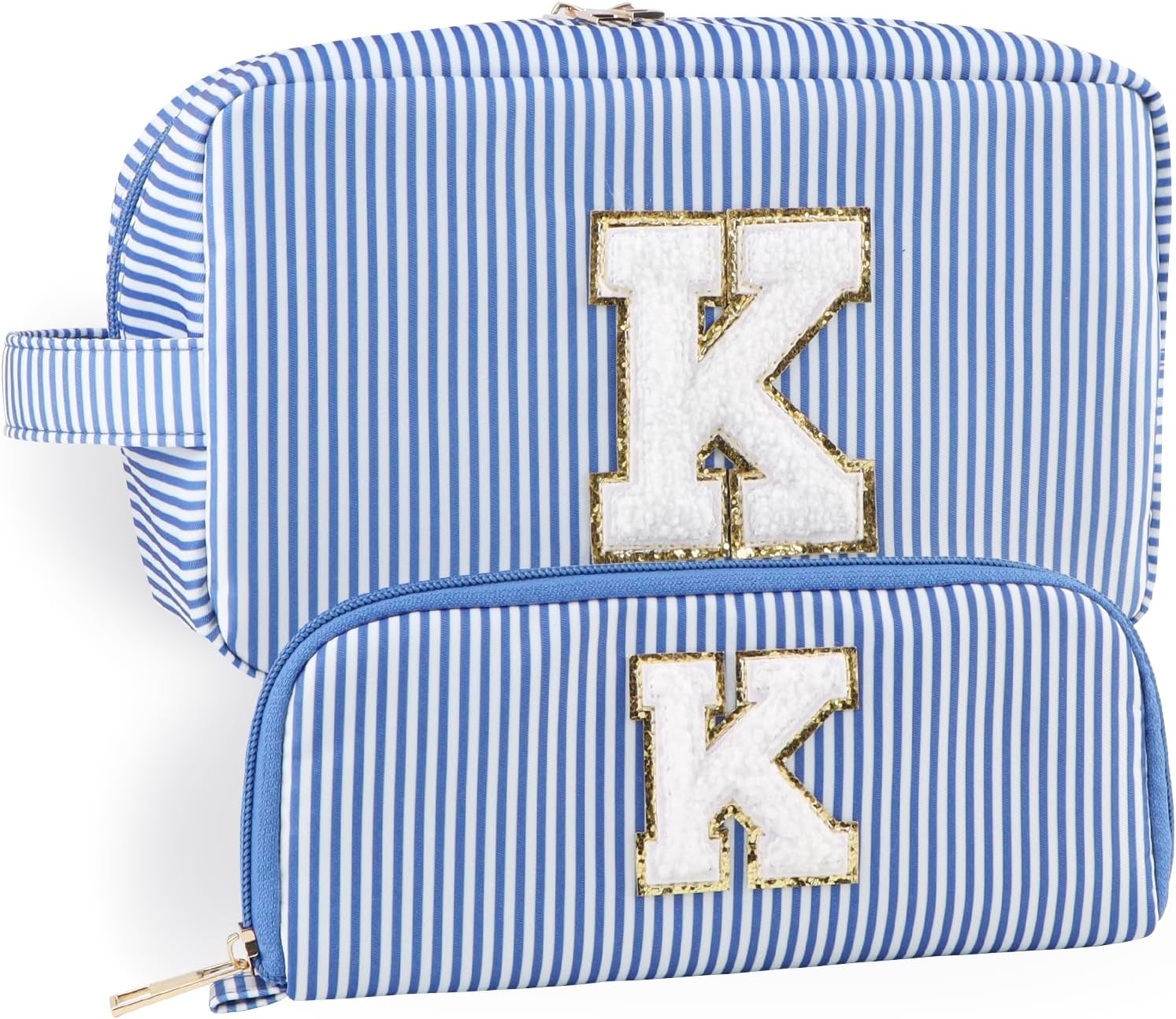 2pcs Makeup Bag Set Spring Break Essentials Monogram Initial Cosmetic and Brush...