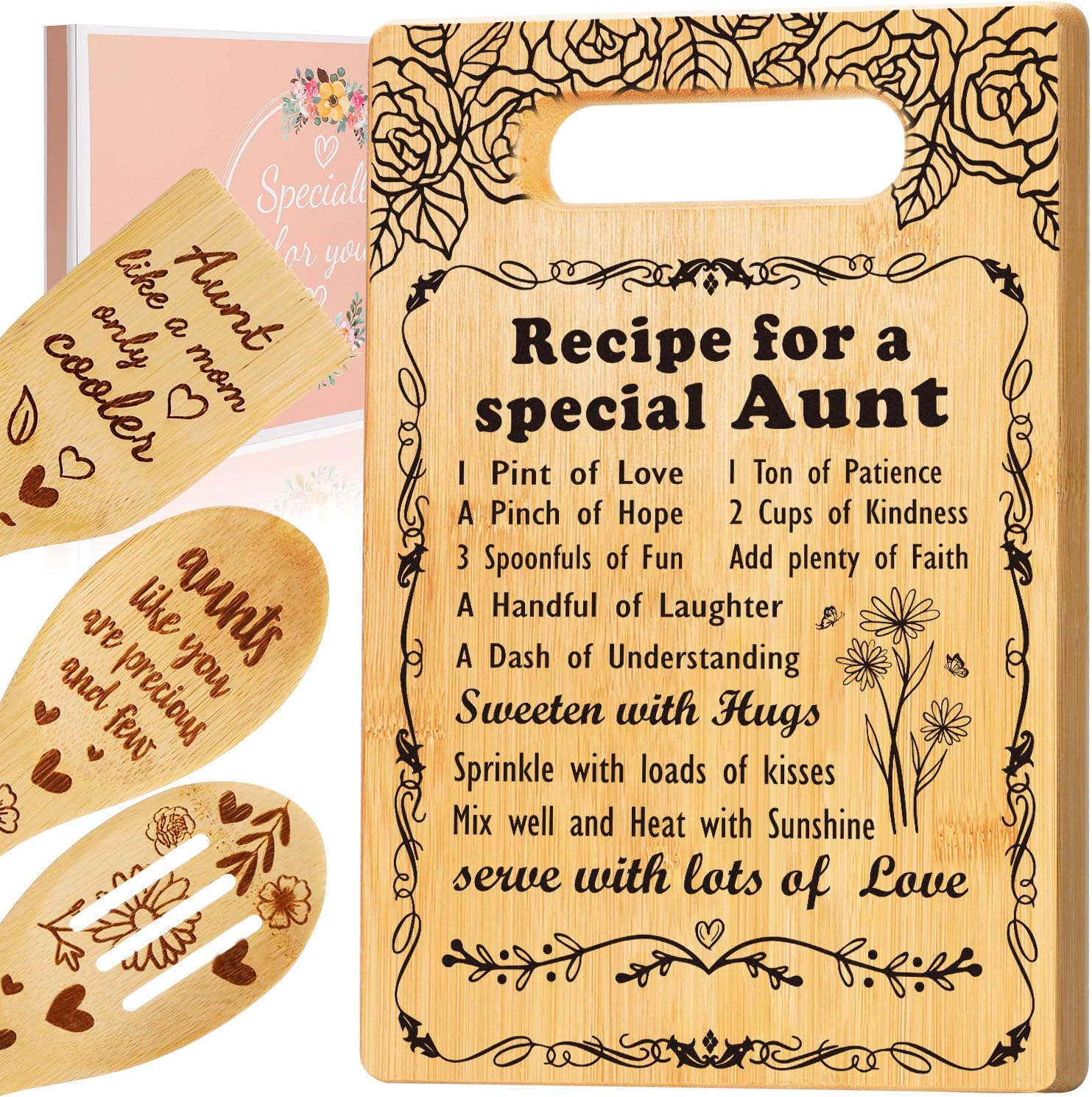 Gifts for Aunt from Niece Nephew, Unique Aunt Christmas Gifts Cutting Board & Ut...