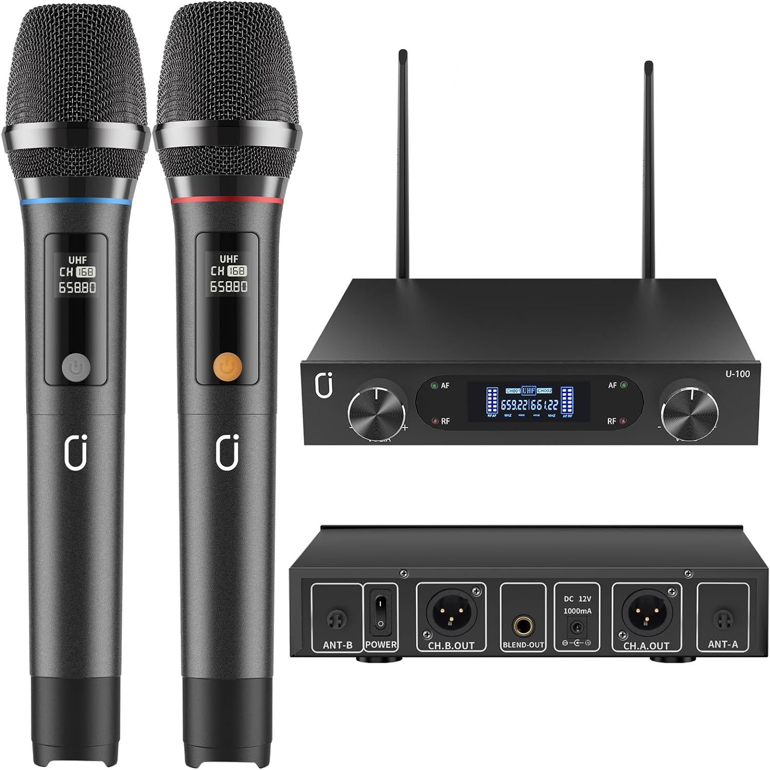 Wireless Microphones, Professional UHF Microphones for Home Karaoke, Wireless Dy...