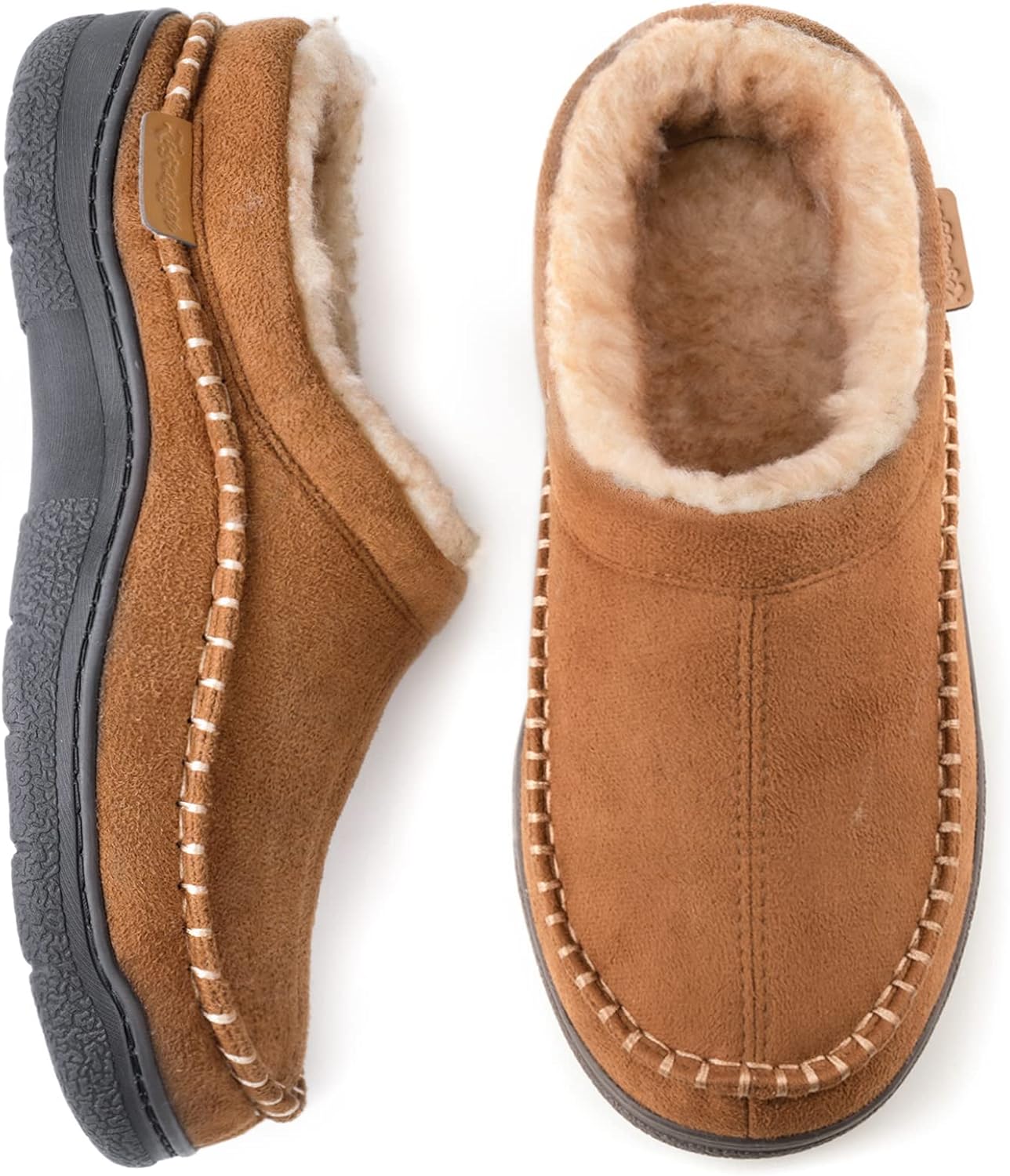 Zigzagger Men's Fuzzy Moccasin Slippers Indoor/Outdoor Fluffy House Shoes 10/11...