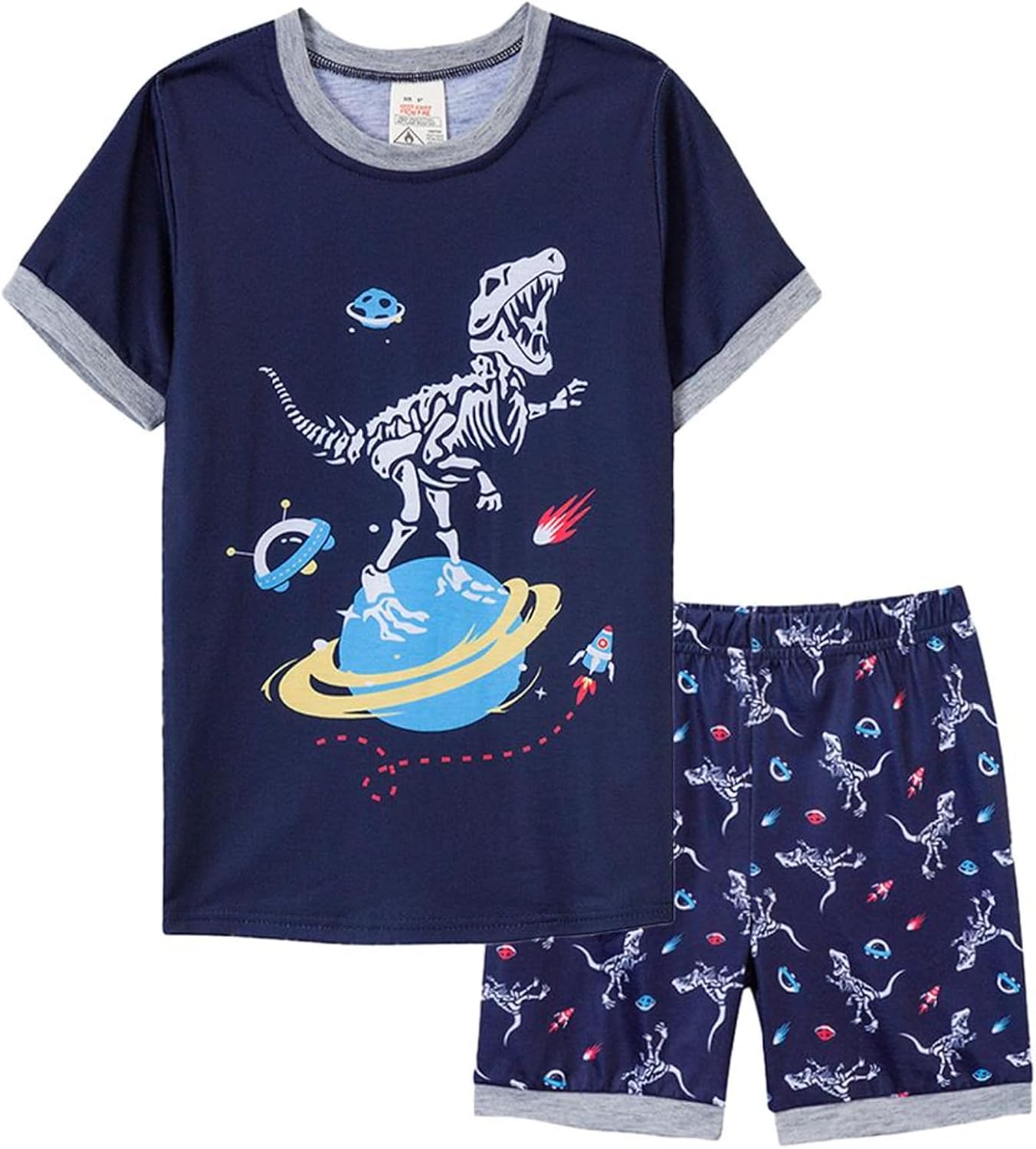 MyFav Boy's Pajamas Short Sleeve Summer Comfy Stylish Cartoon Printed 2-Piece Pj...