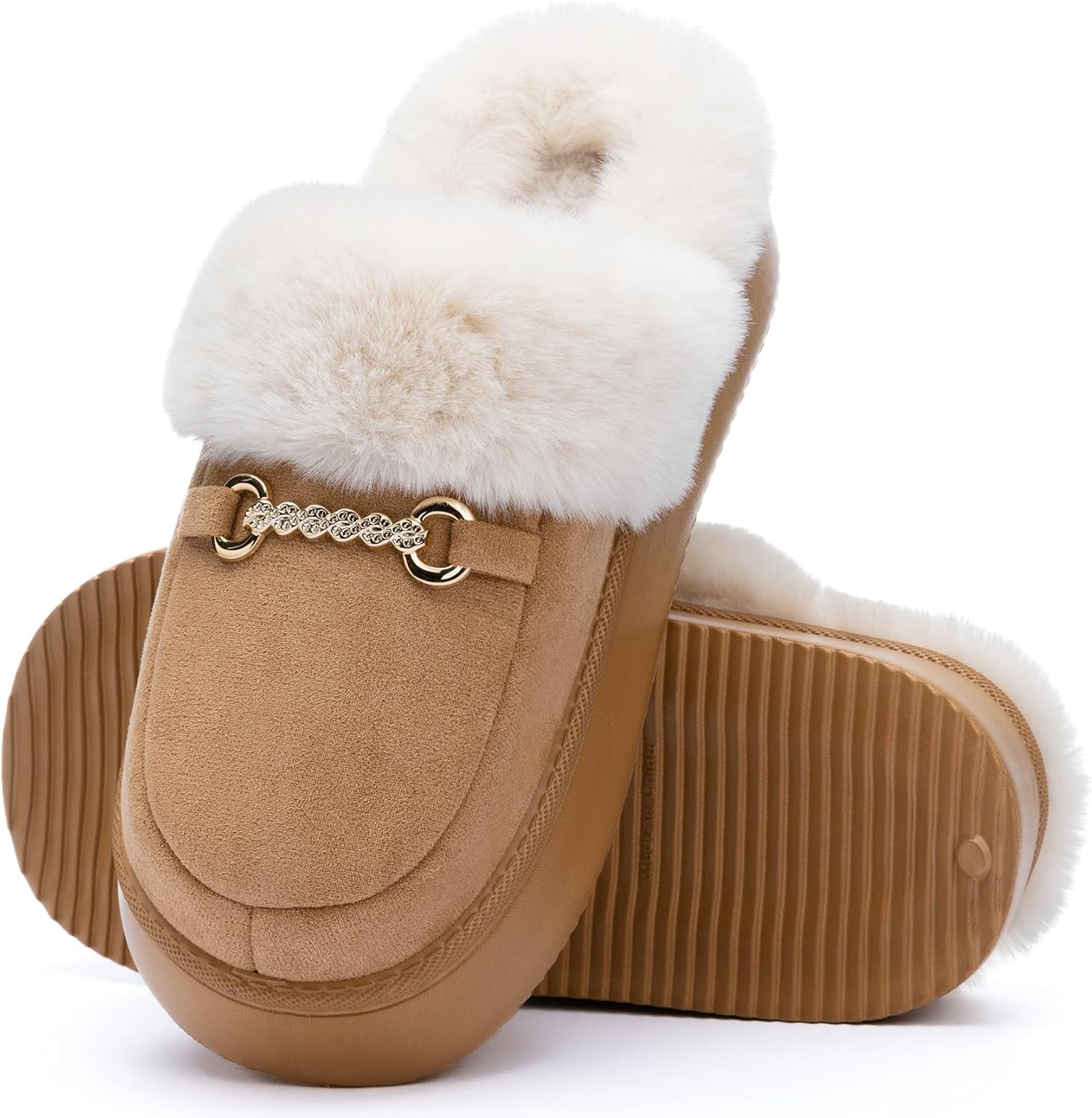 Womens Fuzzy Memory Foam Slippers for Women Winter House Slippers Warm Comfy Sho...