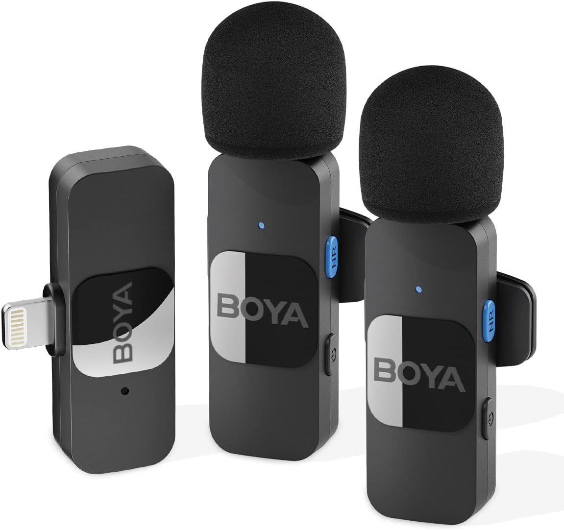 Boya BY-V2 Wireless Microphone for iPhone,2.4GHz Plug Play Mnini Clip-on Mic for...