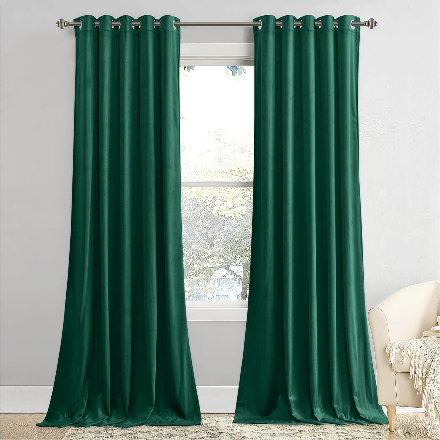 StangH 84 inch Green Velvet Door Curtains for Doorway/Closet,Super Soft Emerald...