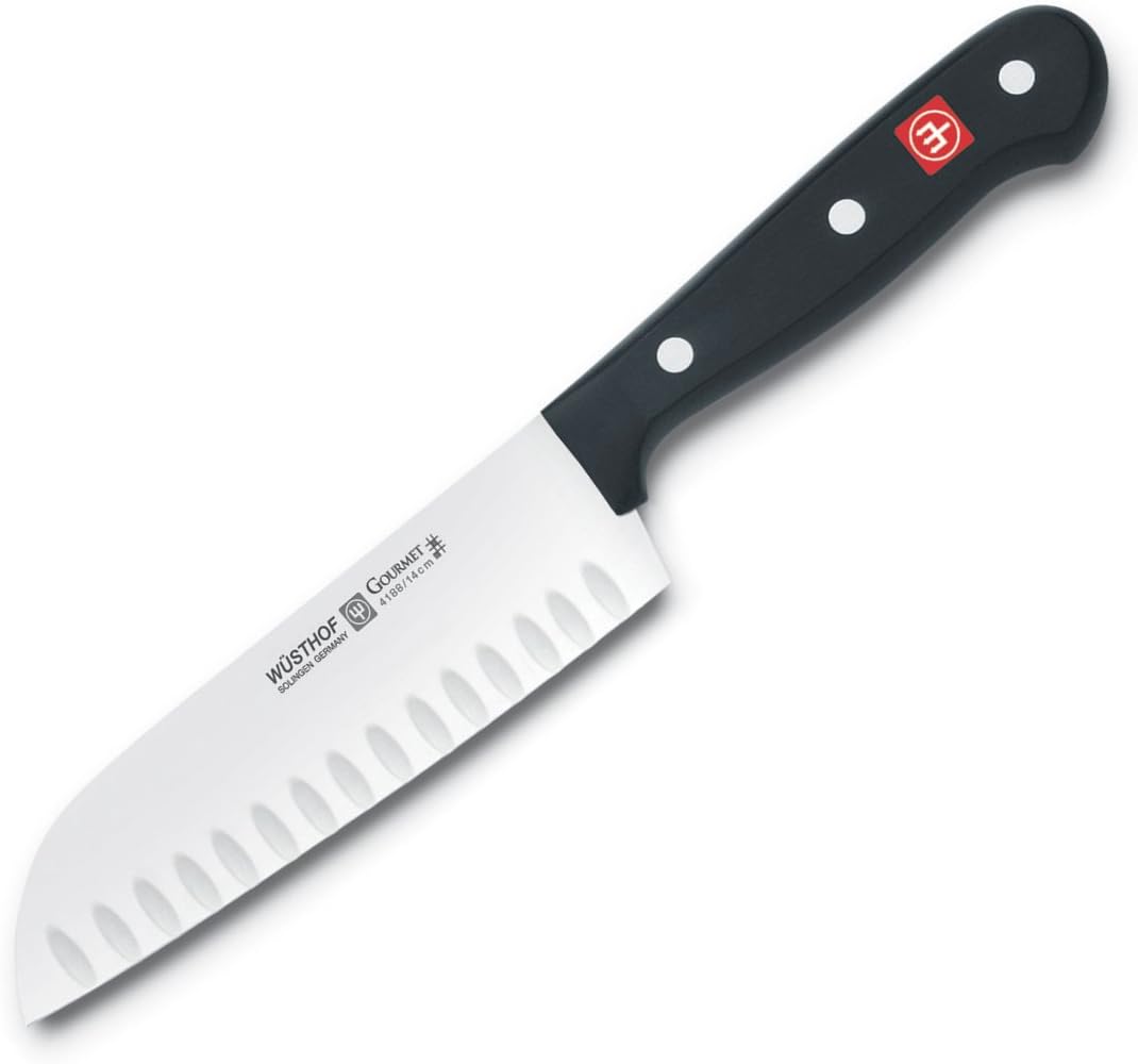 WÜSTHOF Gourmet 5" Hollow Edge Santoku Knife, Black 5" Knife