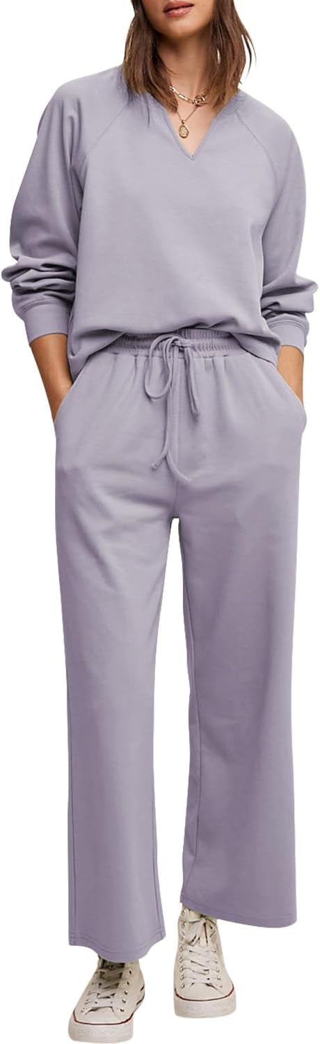 Cakulo Womens Sweatsuits 2 Piece Lounge Sets Fall Outfits Wide Leg Jogger Sweat...