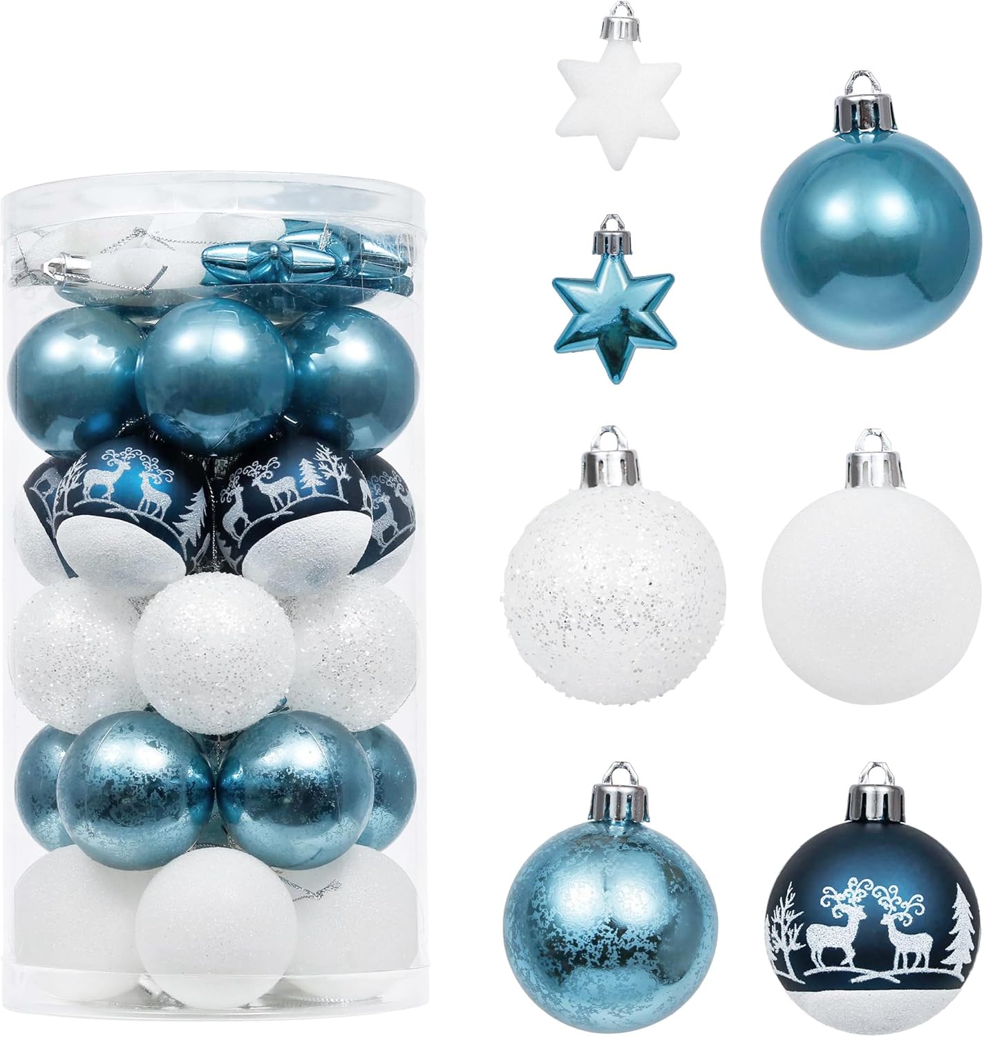 Valery Madelyn Christmas Baubles for Christmas Tree Decorations,35pcs 5cm Silver...