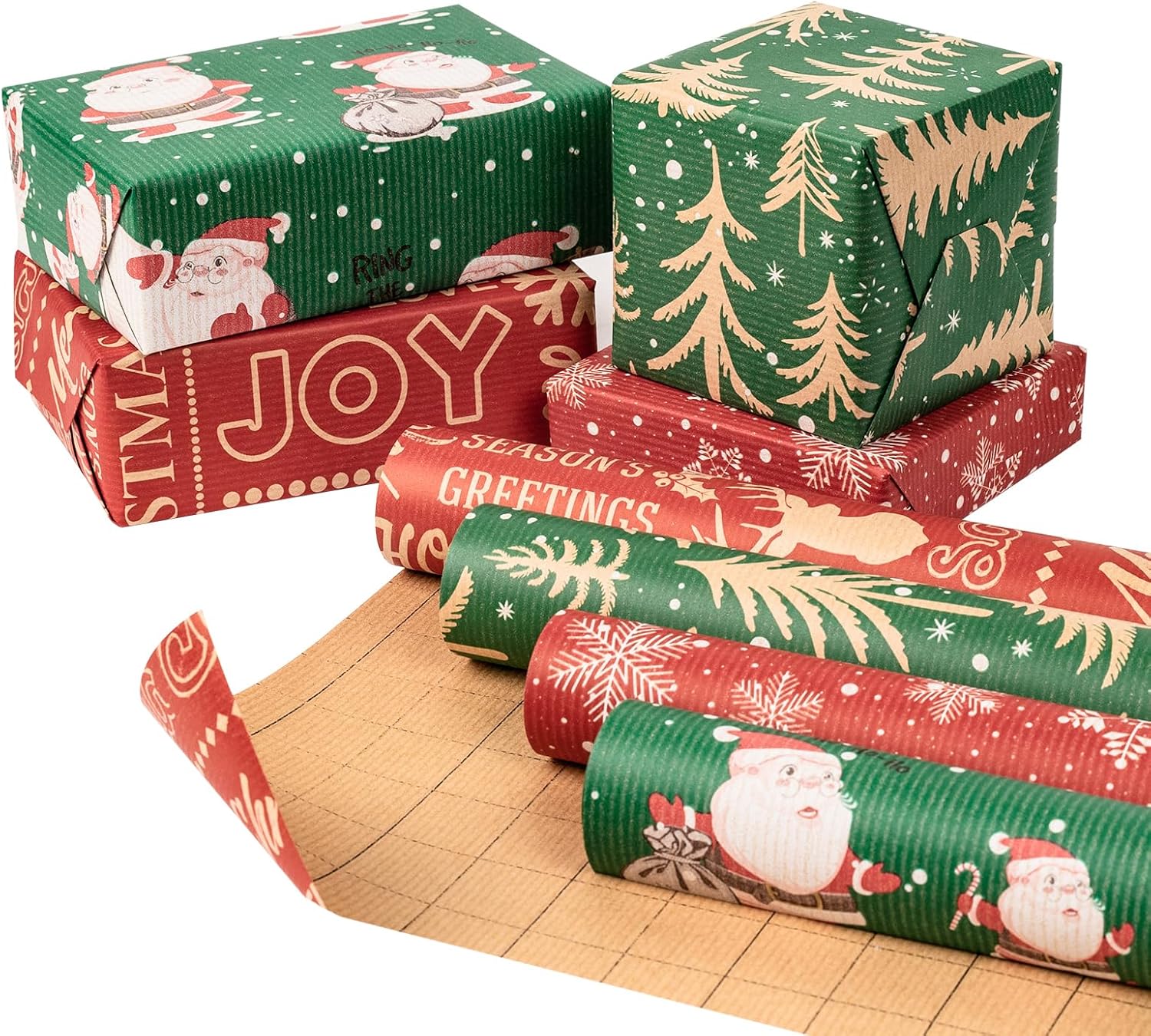 RUSPEPA Kraft Wrapping Paper Rolls - 17 inches x 10 feet per Roll, Total of 4 Ro...