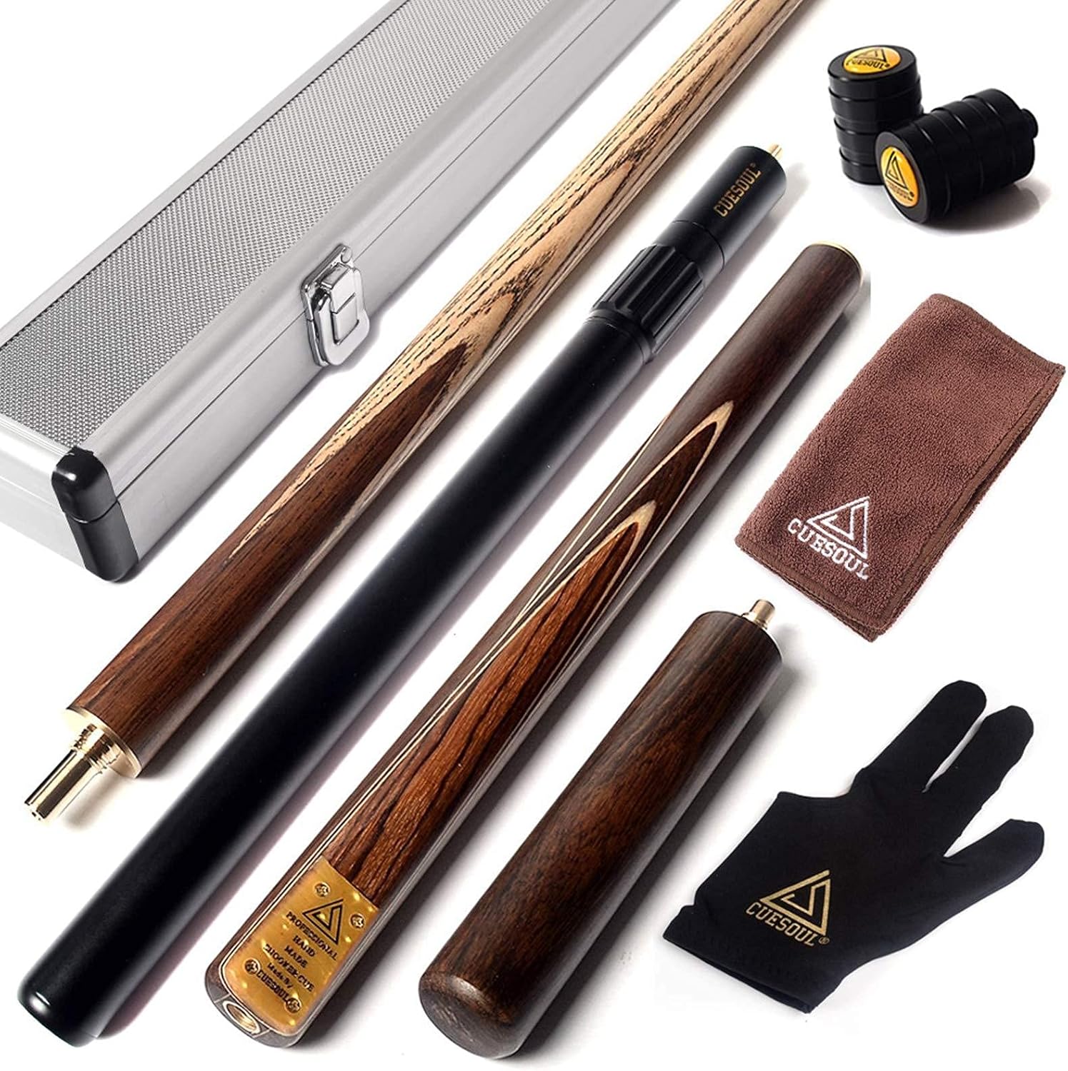 CUESOUL 57 Handcraft 3/4 Jointed Snooker Cue with Mini Butt End Extension Packed...