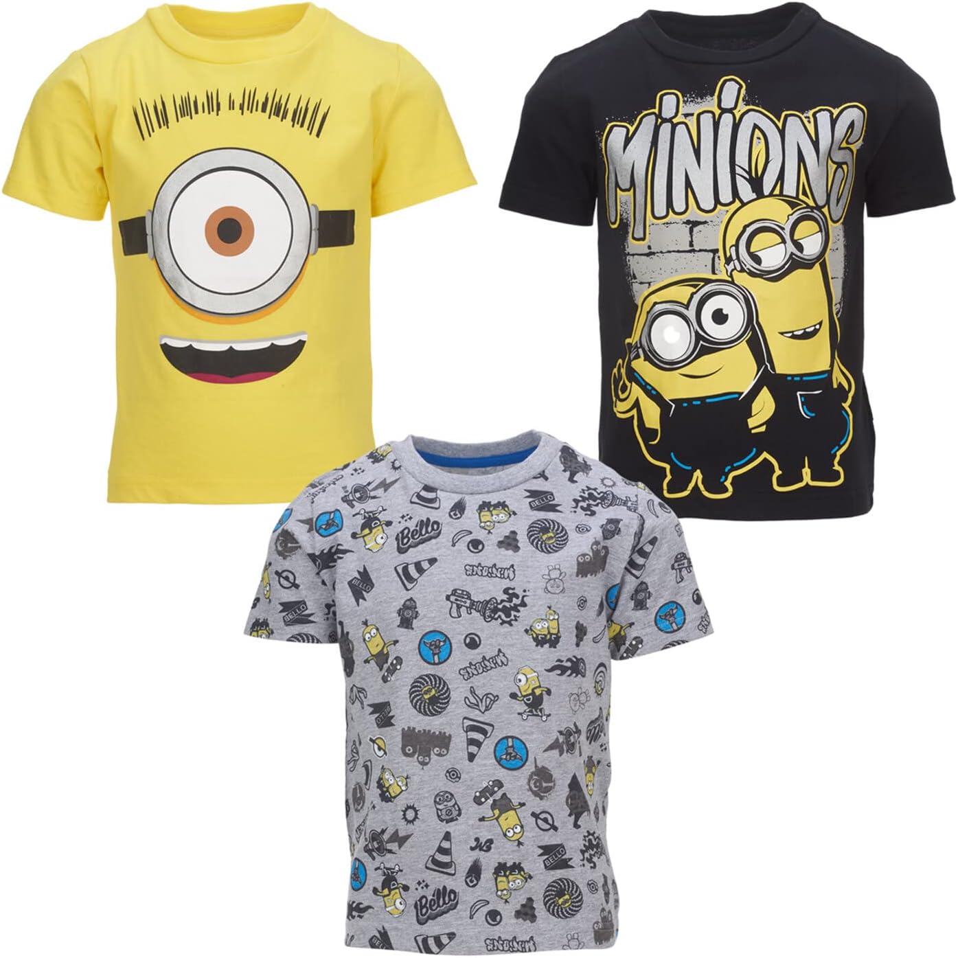 Despicable Me Minions 3 Pack Graphic T-Shirts Toddler to Little Kid 7-8 Minions...