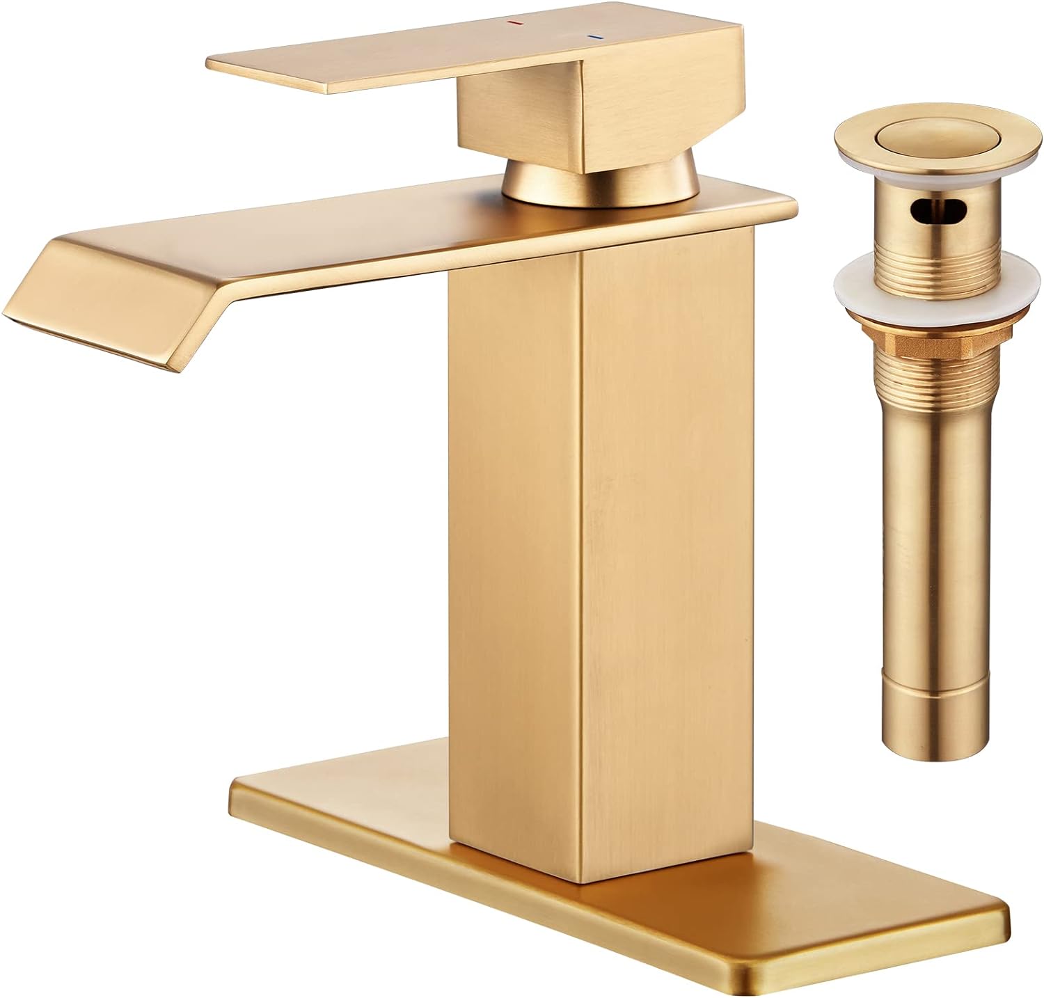CREA Gold Faucets For Bathroom Vanity - Waterfall Bathroom Faucet For Sink 1 Hol...