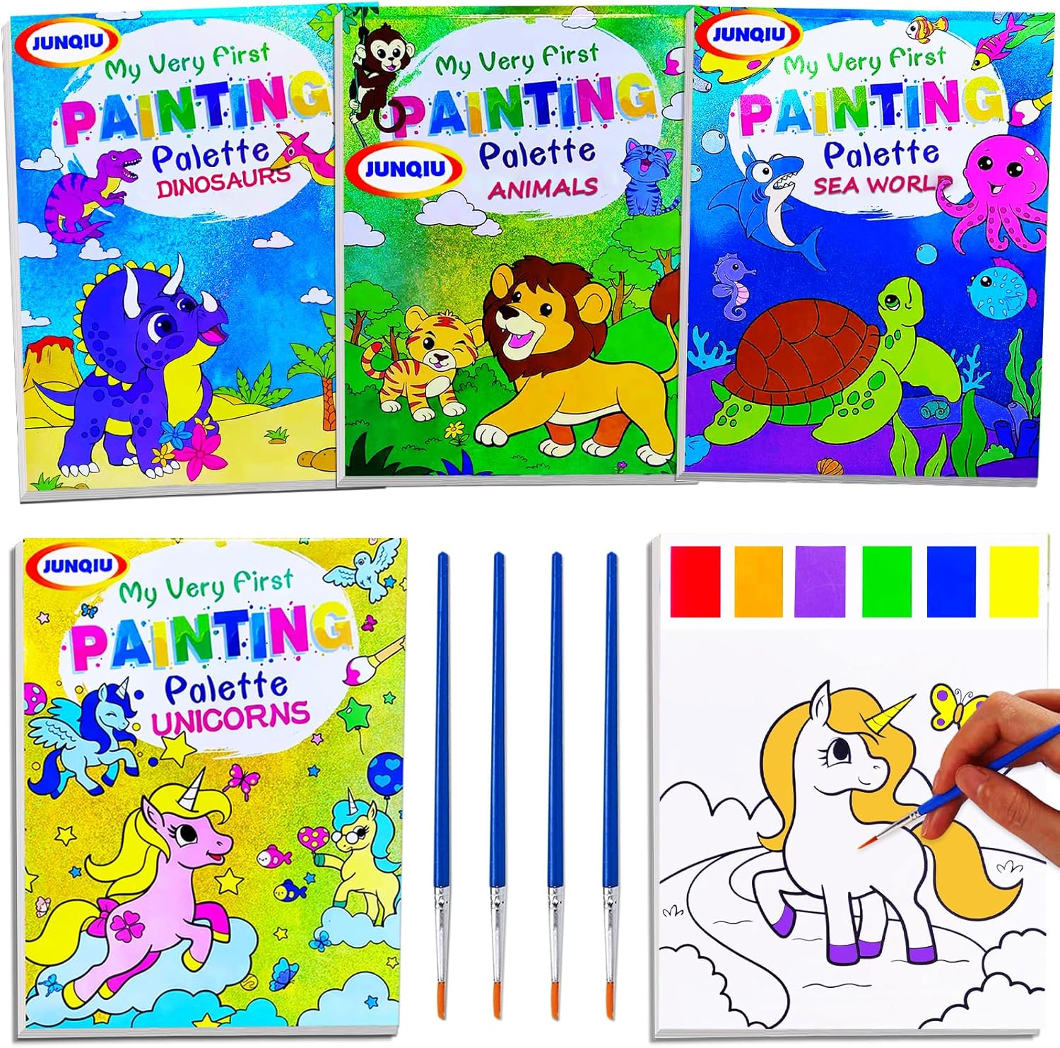 JUNQIU Water Color Paint Sets for Kids, Paint with Water: Mess Free Coloring for...