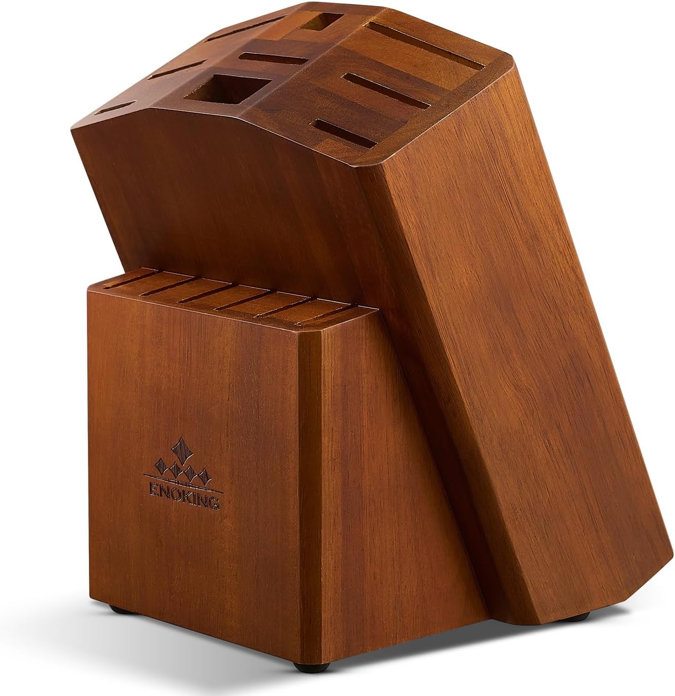 ENOKING 15 Slots Universal Knife Block, Acacia Wood Knife Block without Knives,...